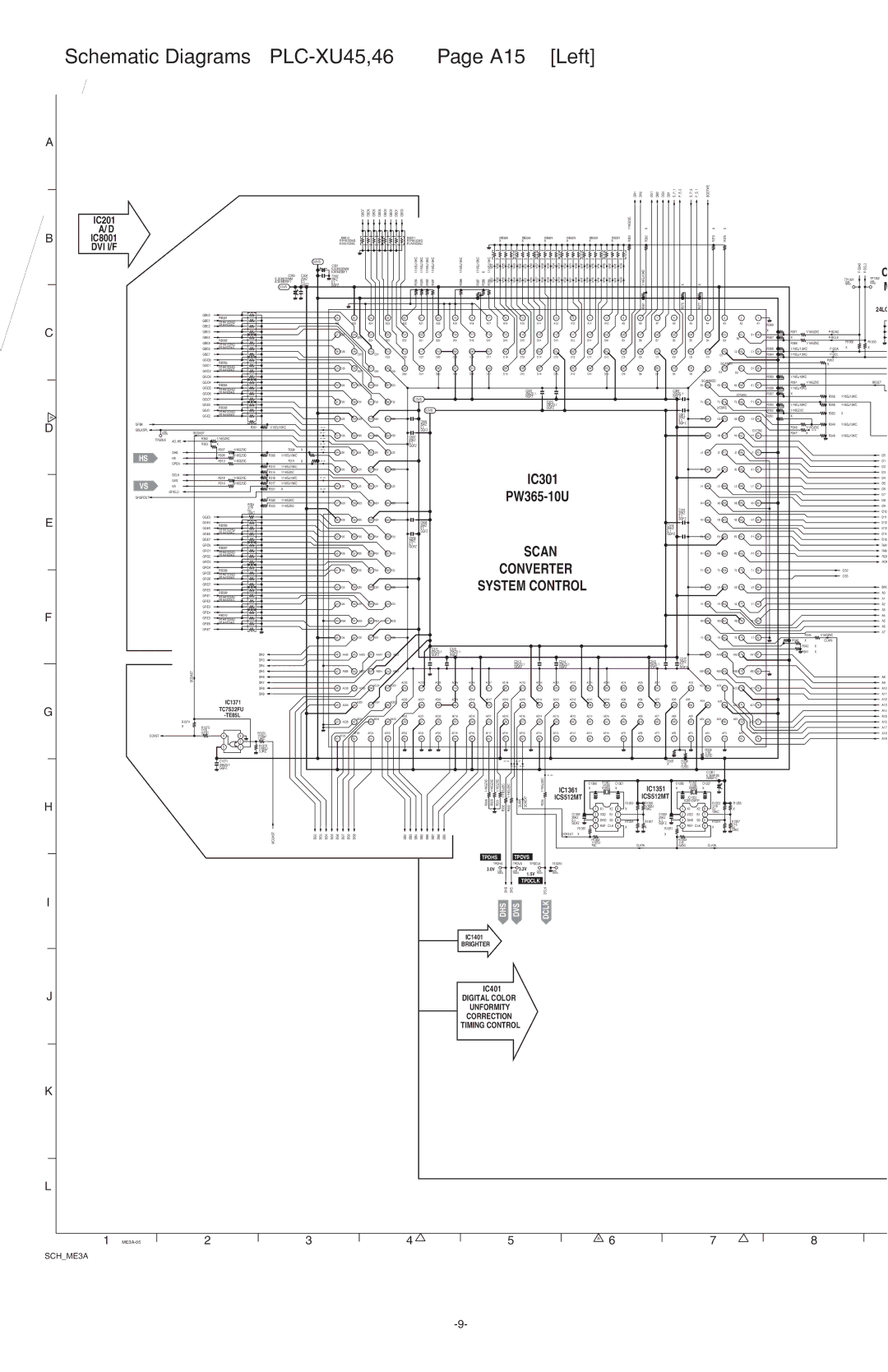 Sanyo service manual Schematic Diagrams PLC-XU45,46 A15 Left, IC301, IC8001 