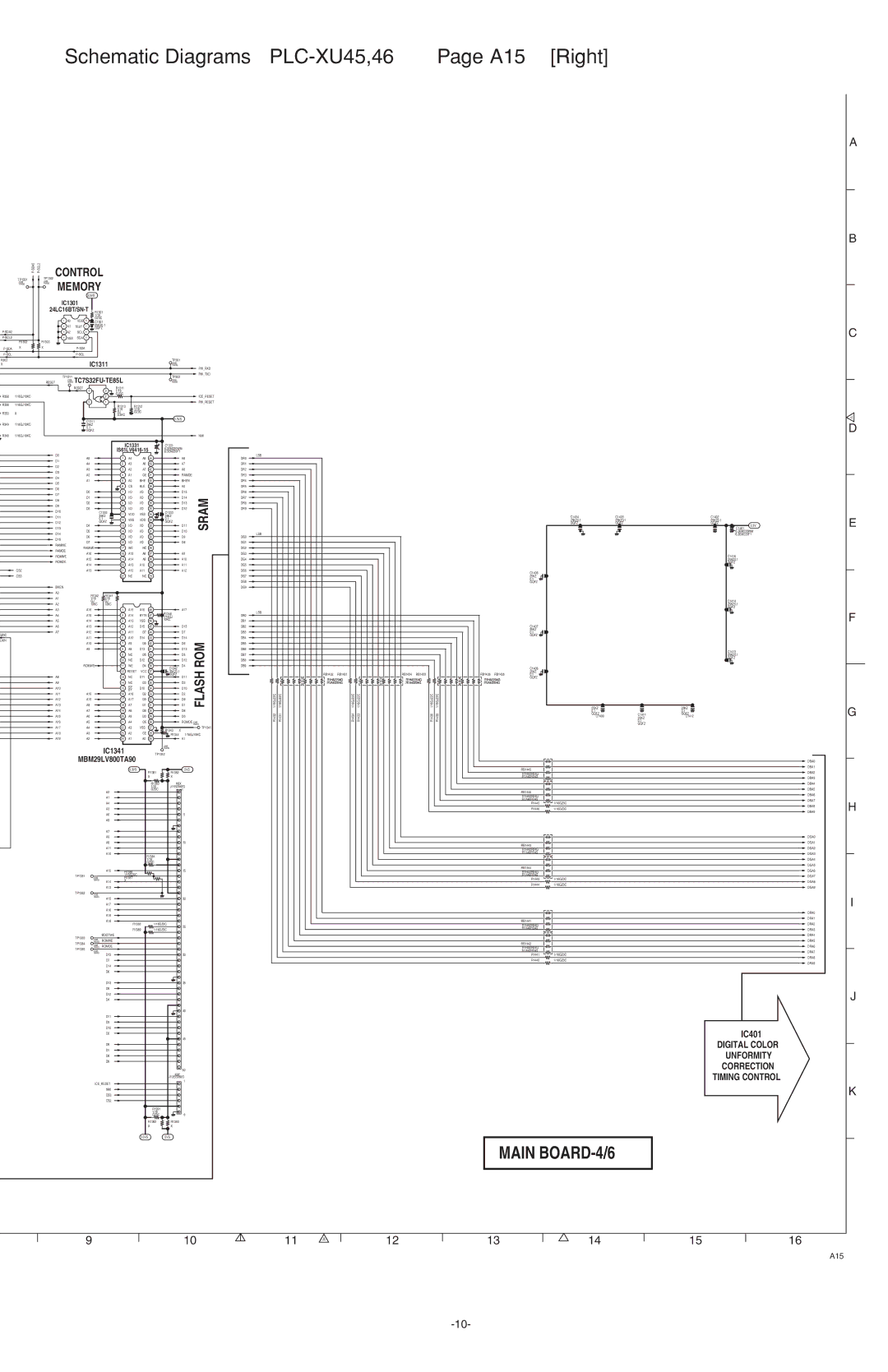 Sanyo service manual Schematic Diagrams PLC-XU45,46 A15 Right, Digital Color Unformity Correction Timing Control, IC1341 