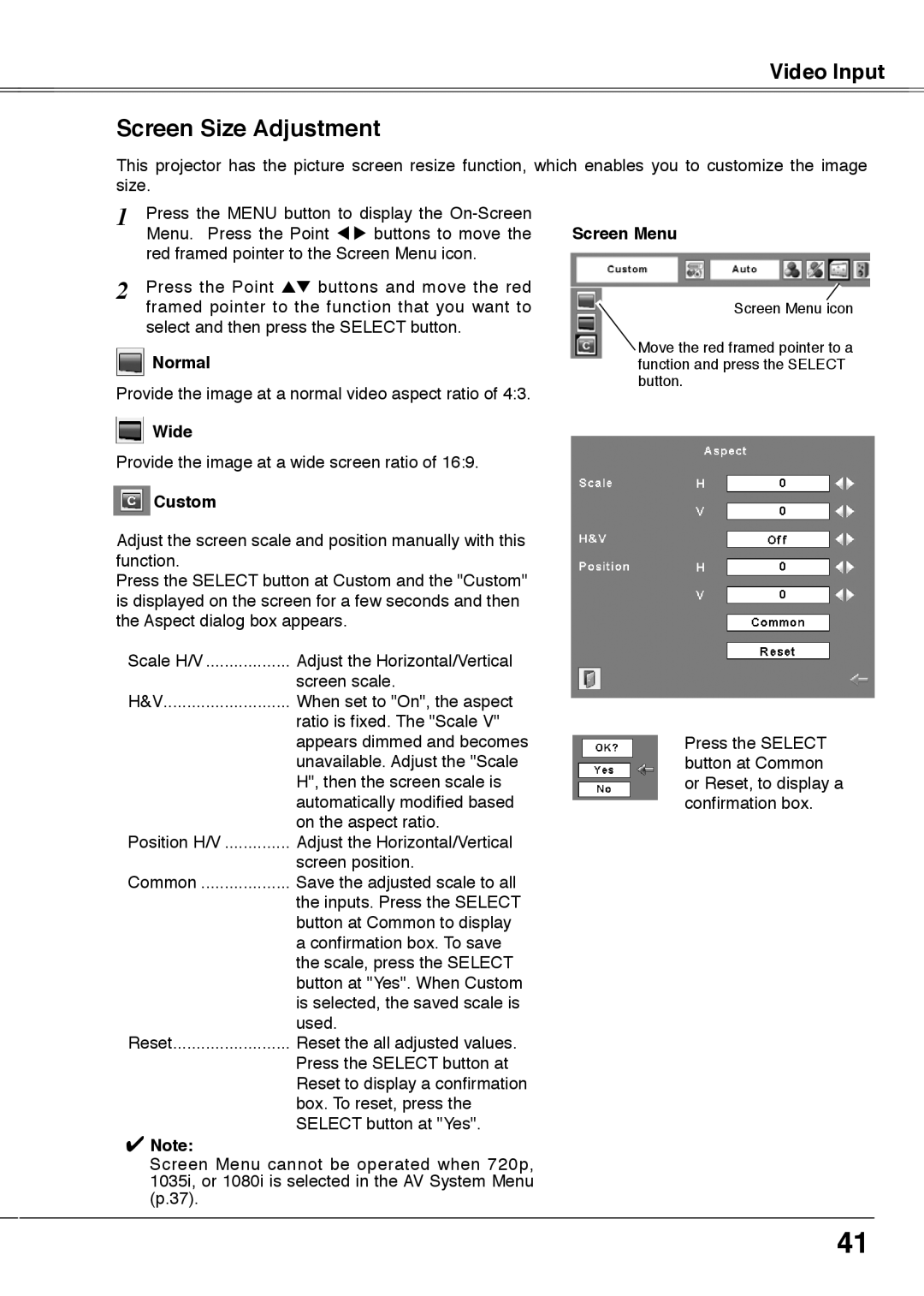 Sanyo PLC-XU75, PLC-XU78 owner manual Provide the image at a normal video aspect ratio 