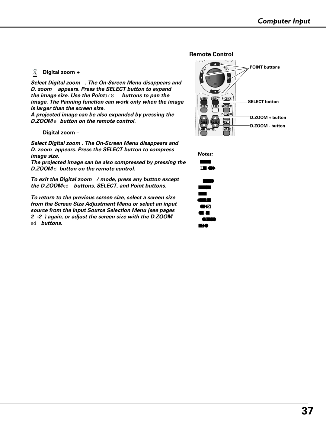 Sanyo PLC-XU84, PLC-XU87 owner manual Digital zoom + 