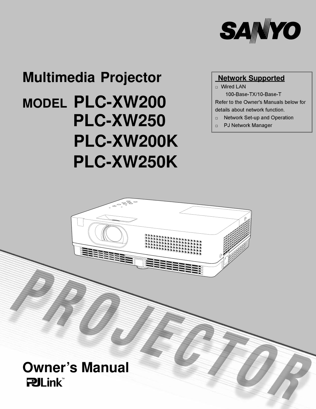 Sanyo owner manual Model PLC-XW200 PLC-XW250 PLC-XW200K PLC-XW250K, Network Supported 