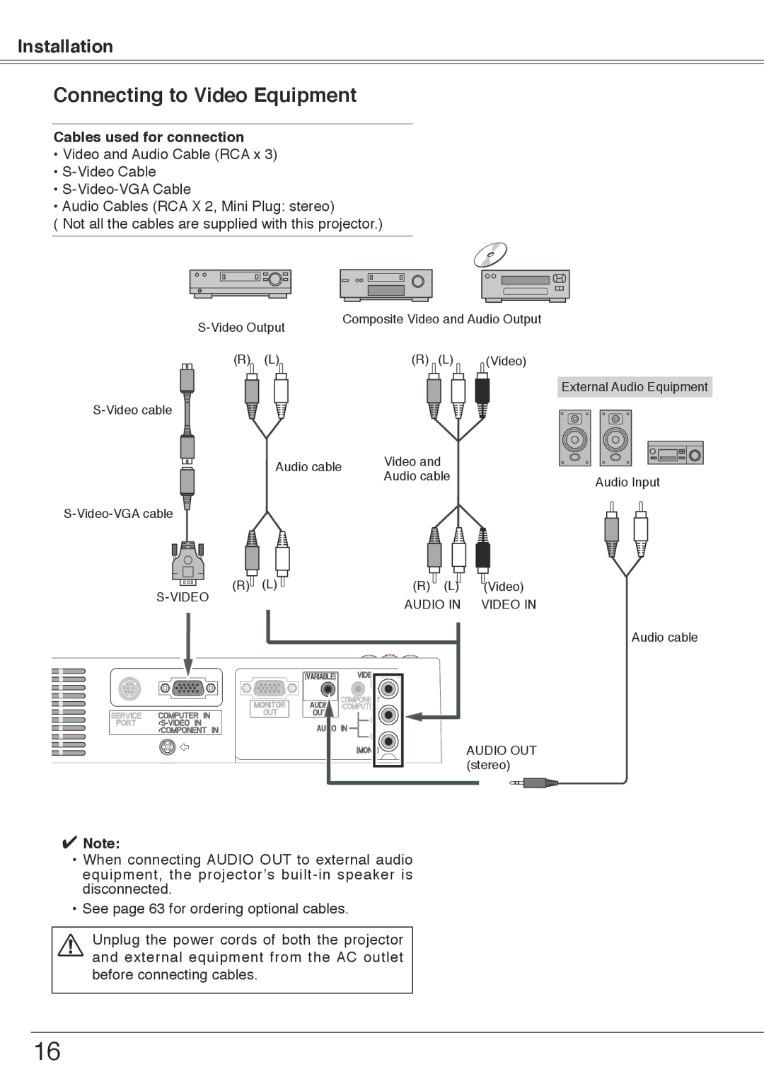 Sanyo PLC-XW50, PLC-XW55 owner manual Connecting to Video Equipment 