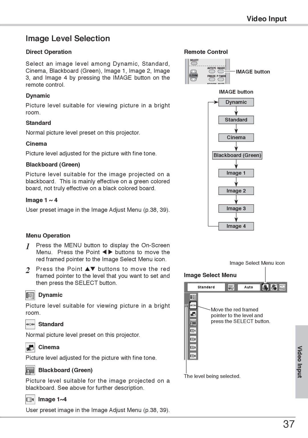 Sanyo PLC-XW55, PLC-XW50 owner manual Cinema, Image 1~4 