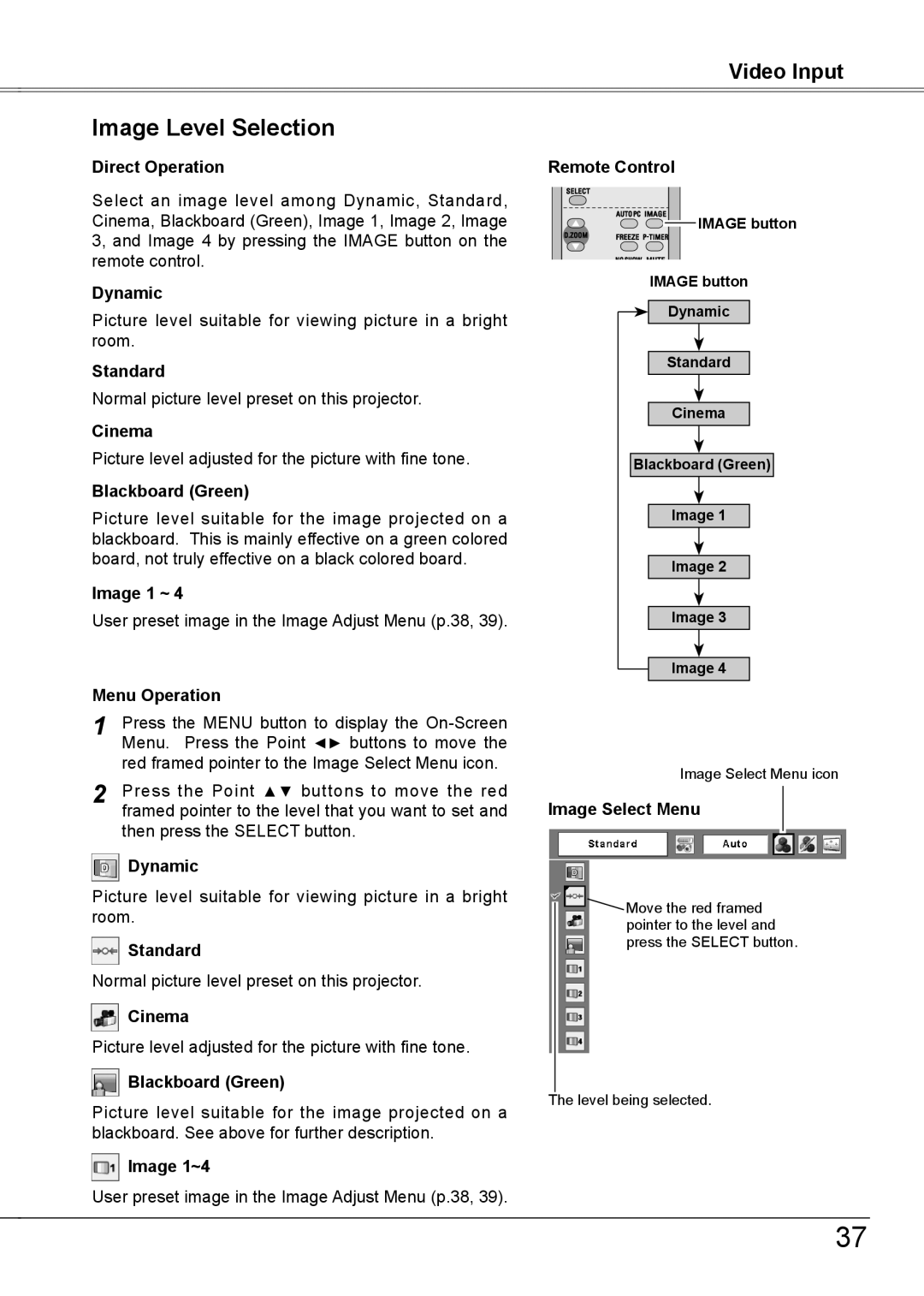 Sanyo PLC-XW56 owner manual Cinema, Image 1~4 