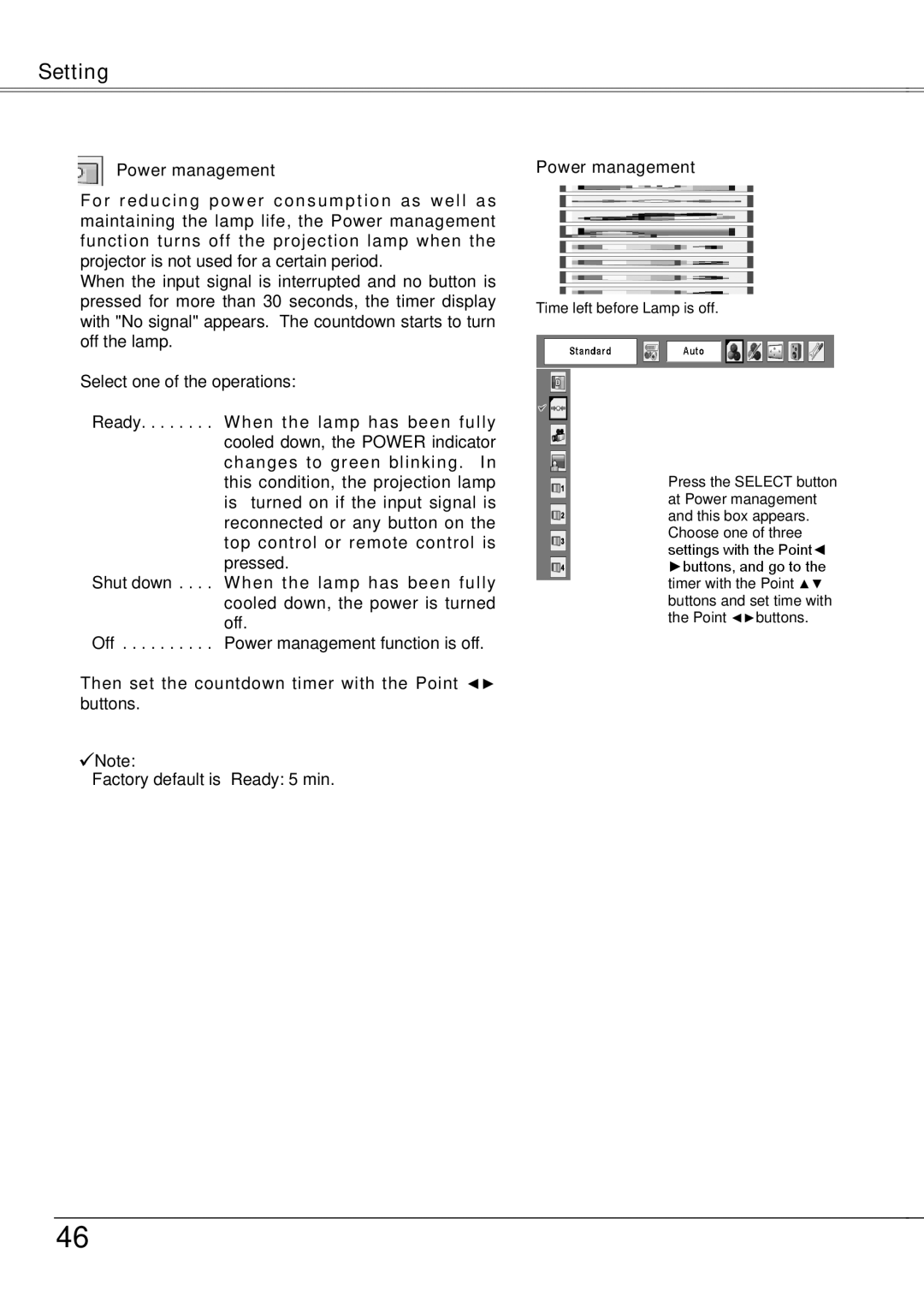 Sanyo PLC-XW56 owner manual Power management 