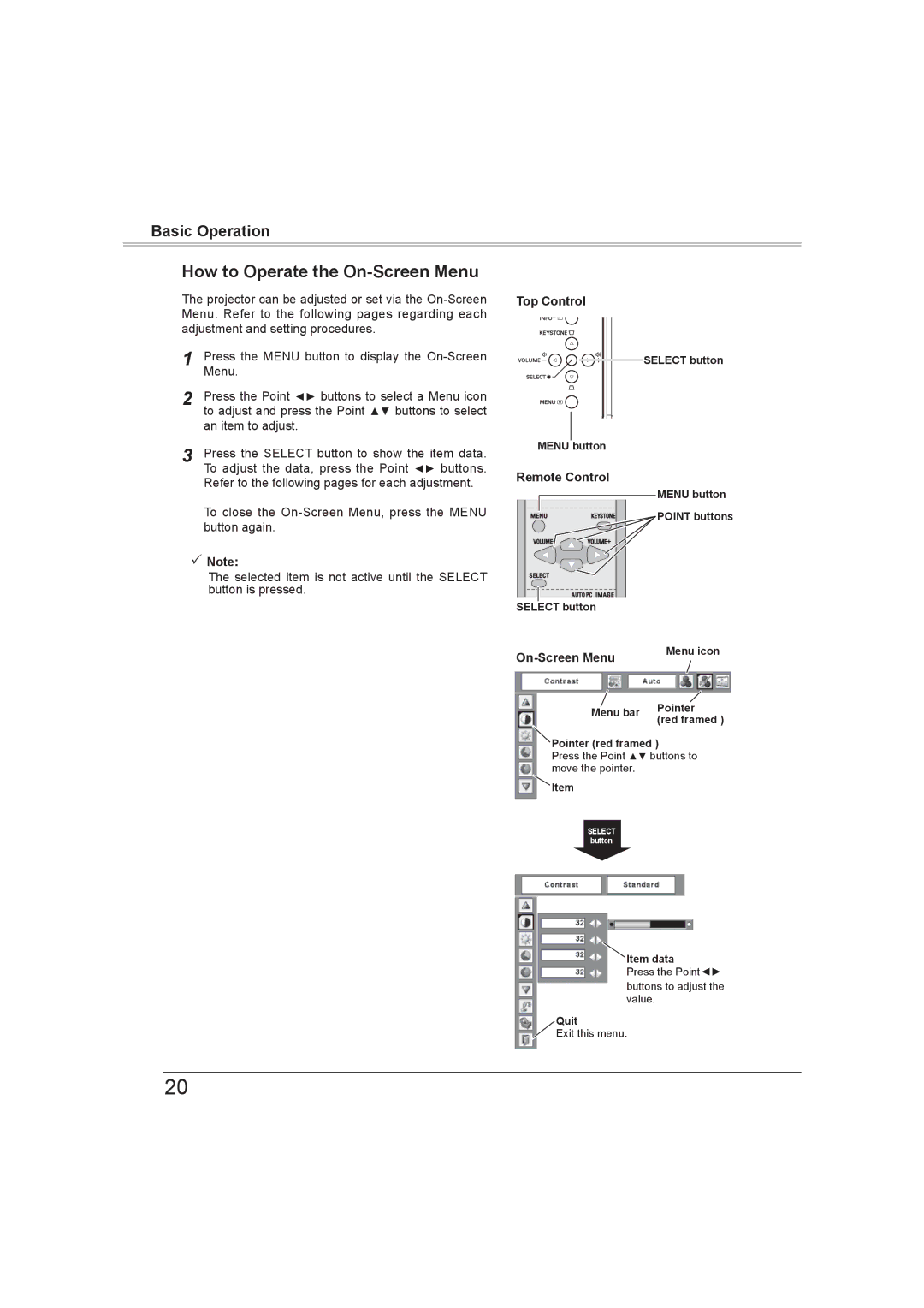 Sanyo PLC-XW56 owner manual How to Operate the On-Screen Menu, Top Control, Remote Control 