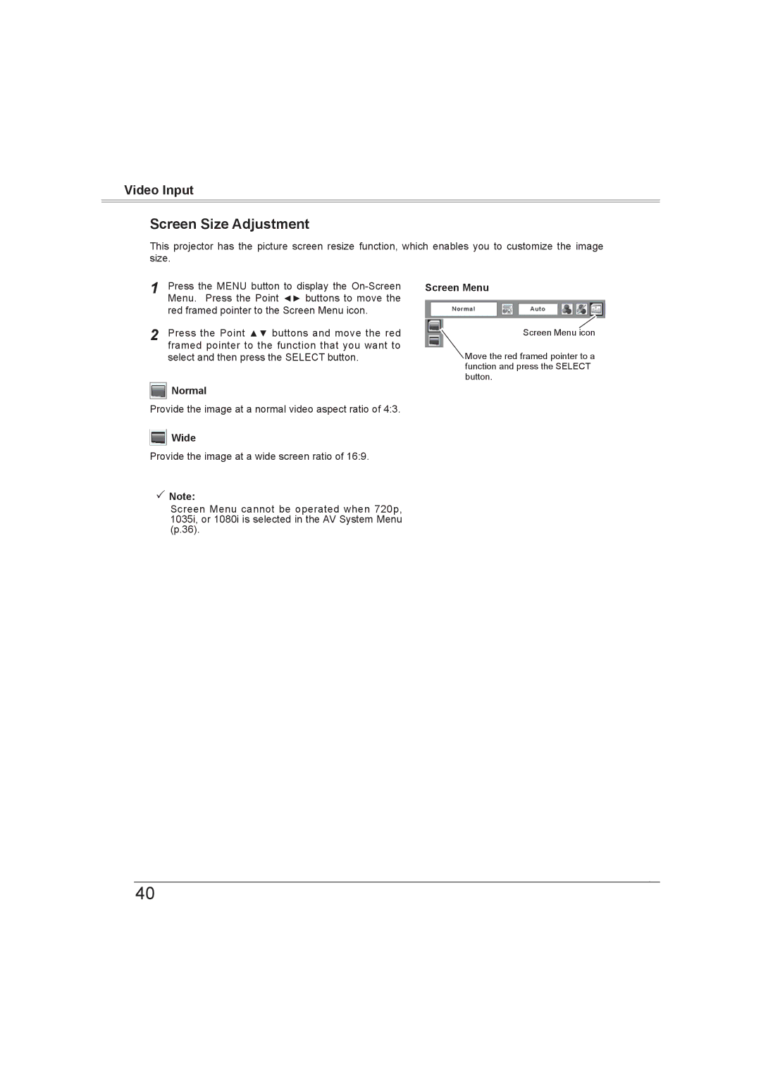 Sanyo PLC-XW56 owner manual Provide the image at a normal video aspect ratio 