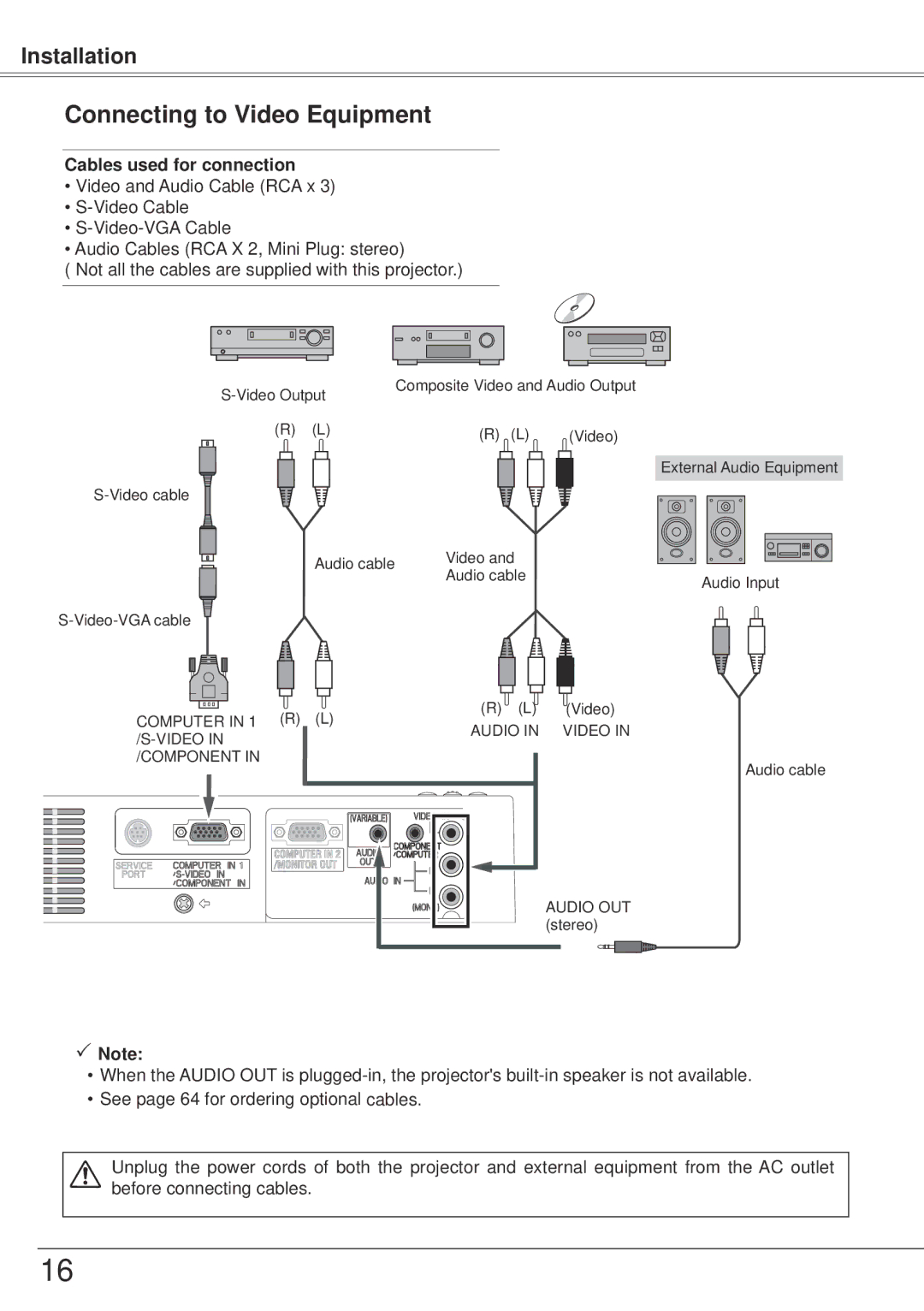 Sanyo PLC-XW57 owner manual Connecting to Video Equipment 