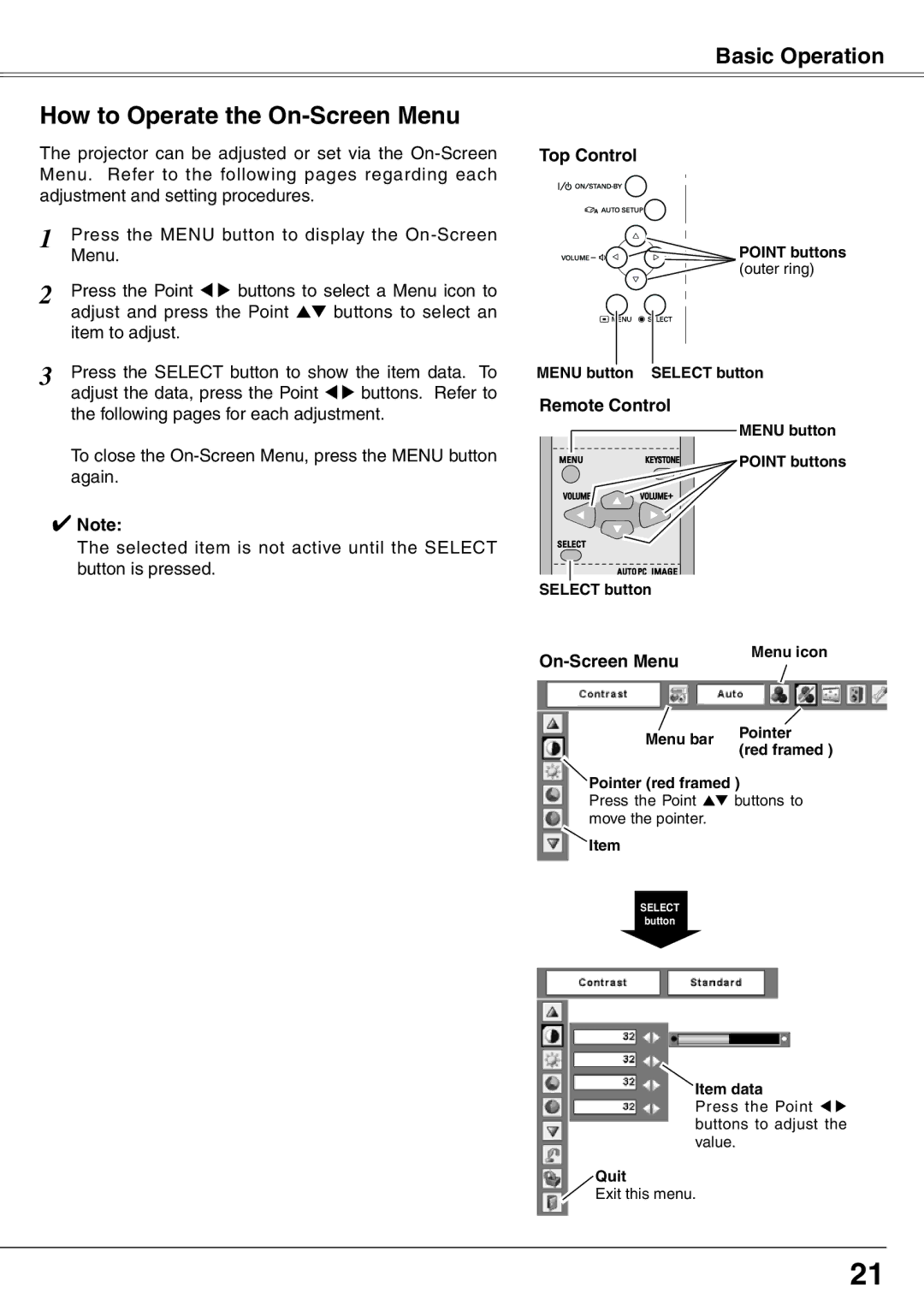 Sanyo PLC-XW65K owner manual How to Operate the On-Screen Menu, Top Control, Remote Control 