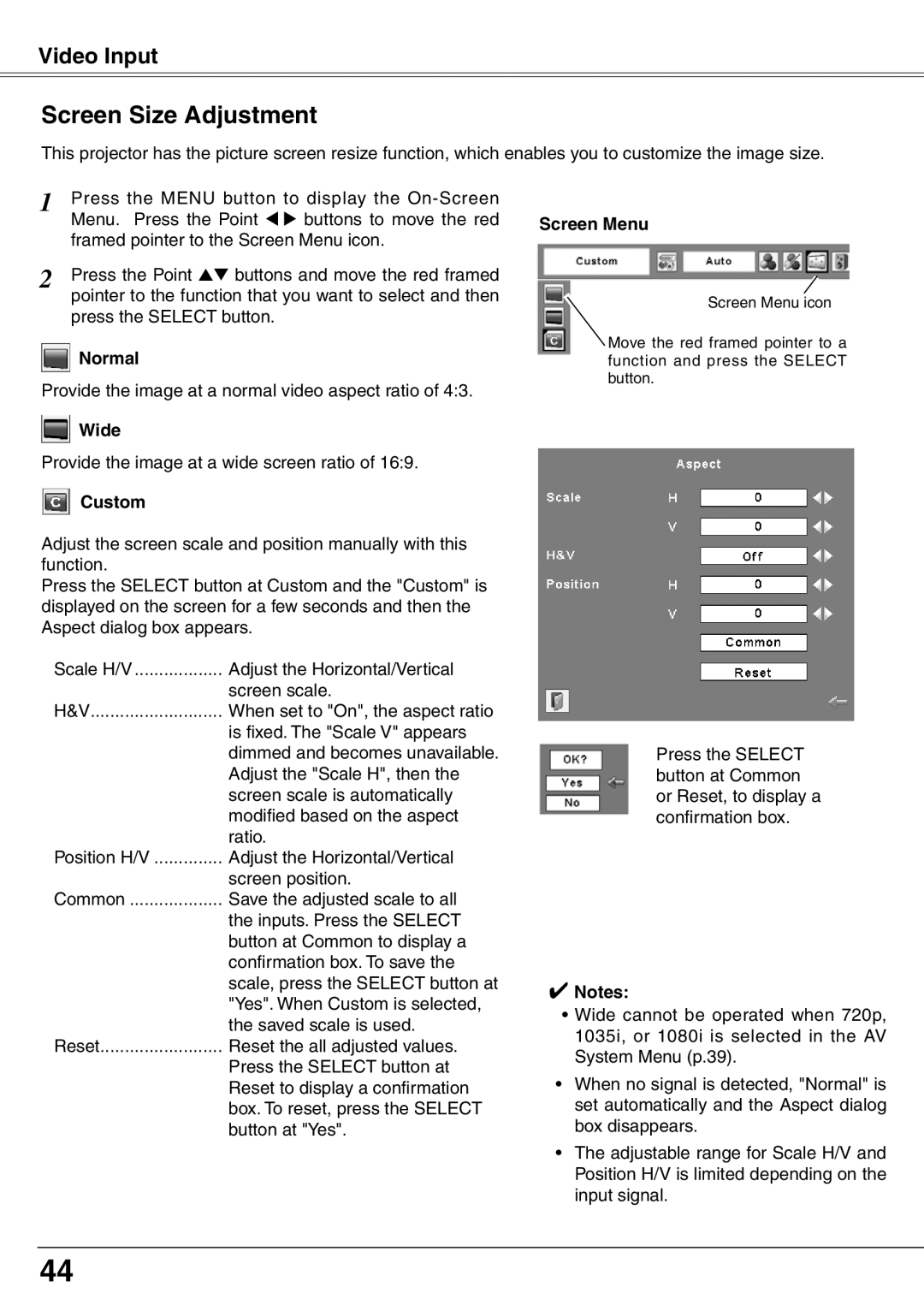 Sanyo PLC-XW65K owner manual Provide the image at a normal video aspect ratio 