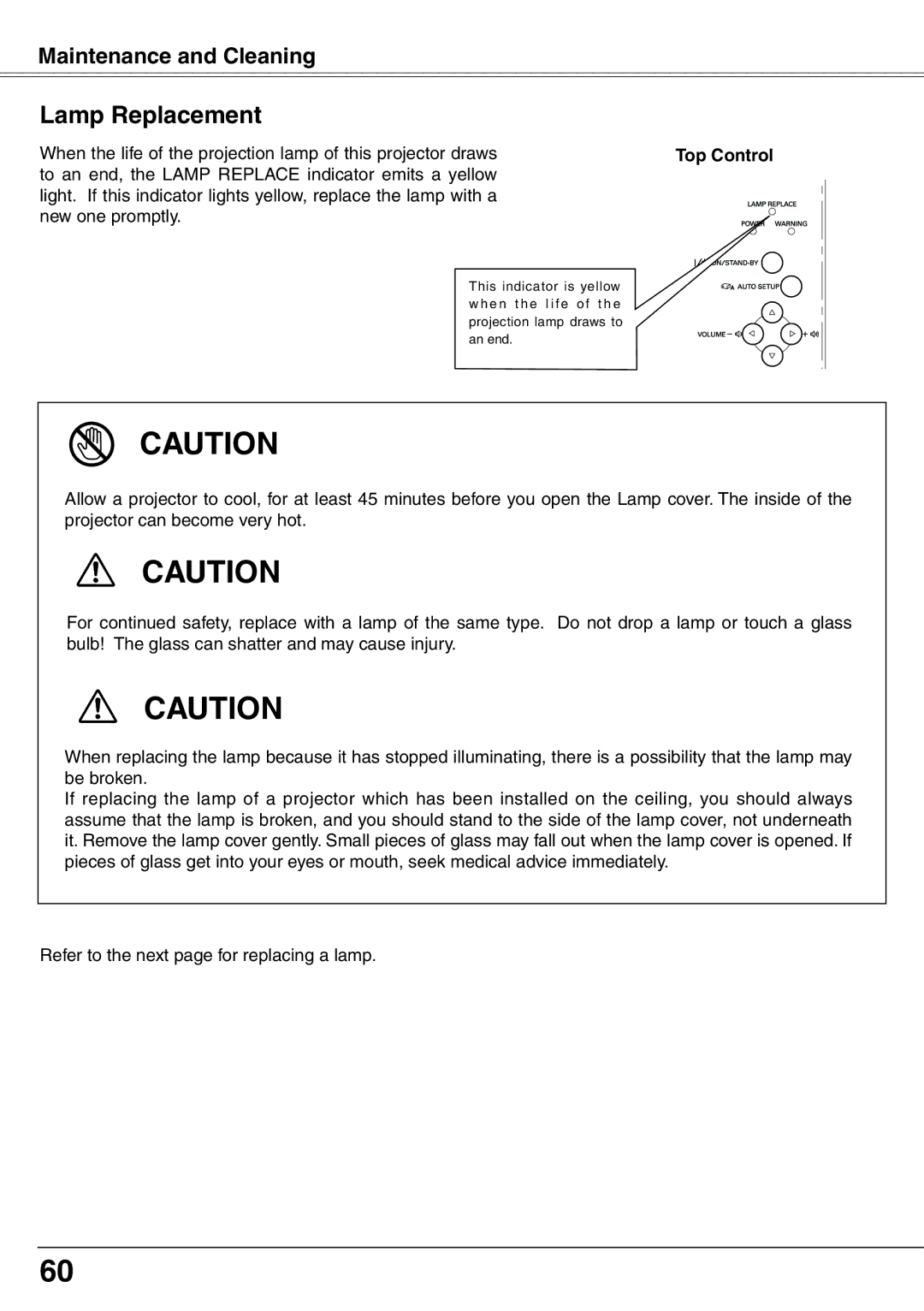 Sanyo PLC-XW65K owner manual Lamp Replacement 