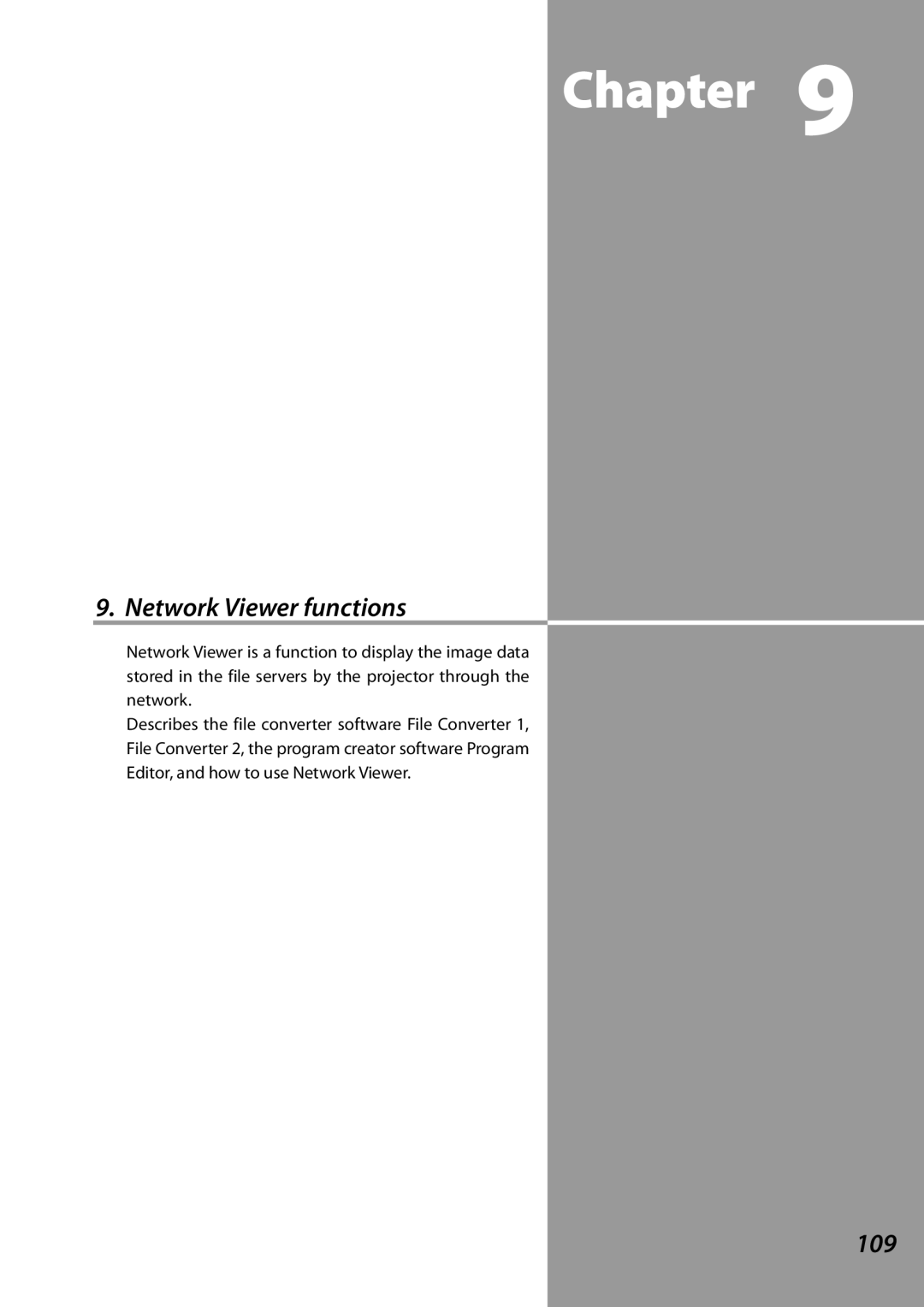 Sanyo PLCXL51 owner manual Network Viewer functions, Chapter 