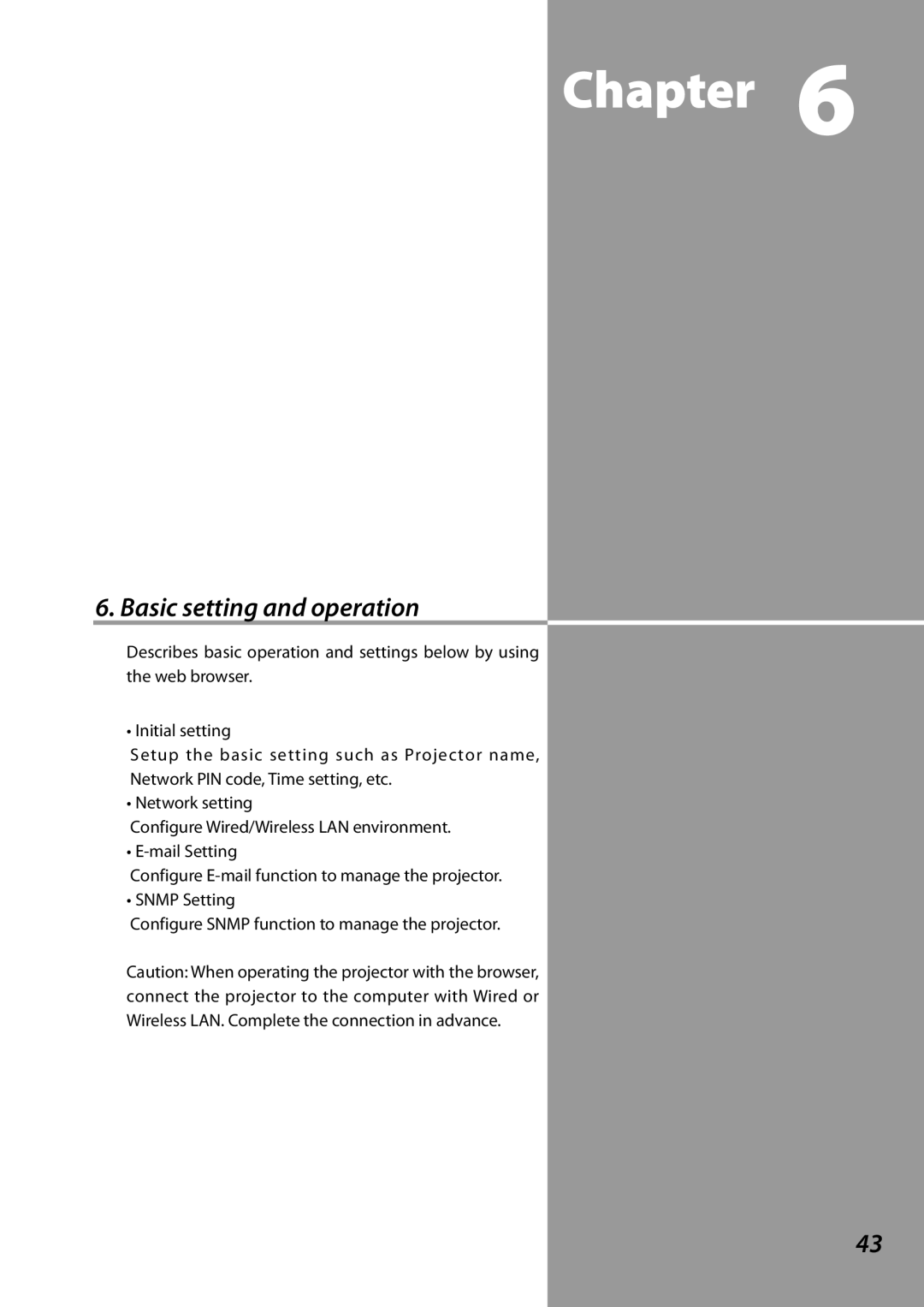 Sanyo PLCXL51 owner manual Basic setting and operation, Chapter 