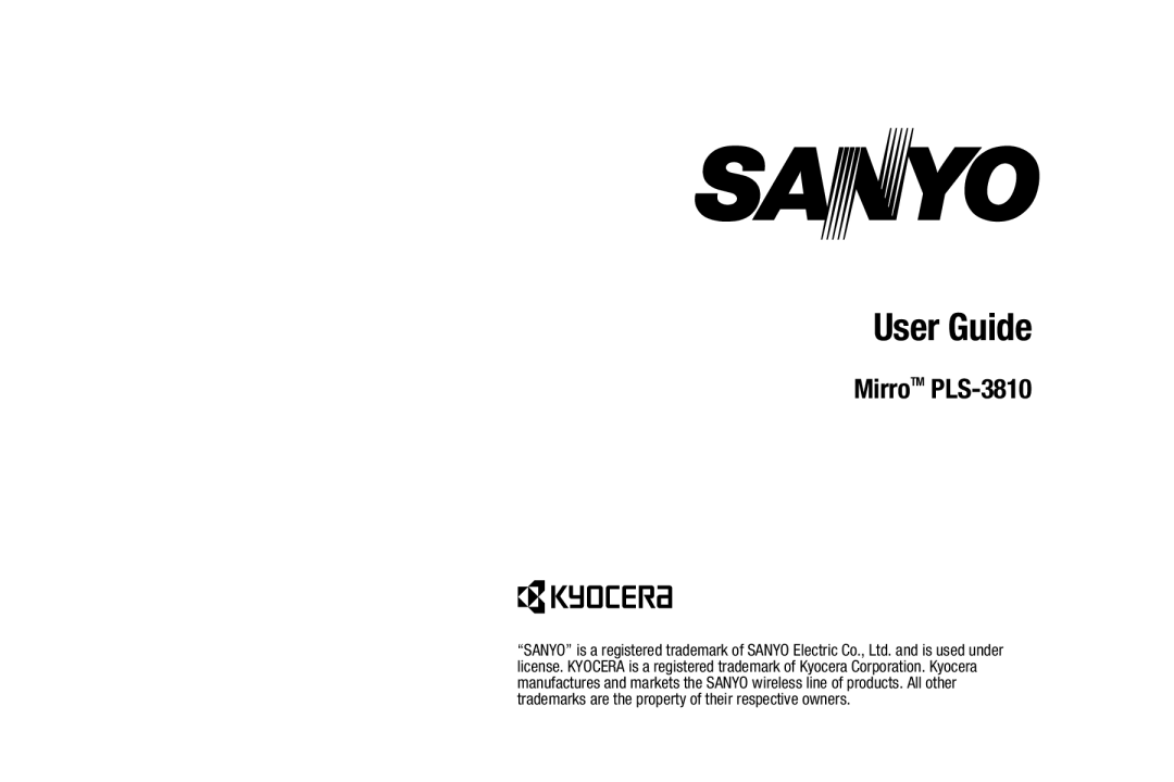 Sanyo PLS-3810 manual User Guide 