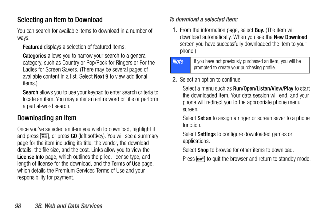 Sanyo PLS-3810 manual Selecting an Item to Download, Downloading an Item, To download a selected item 