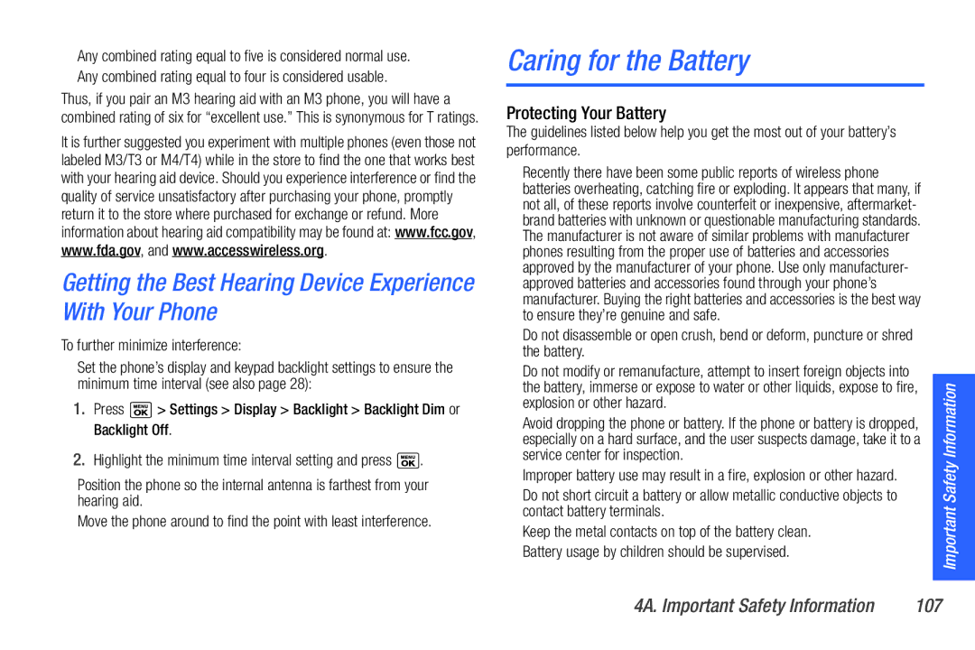 Sanyo PLS-3810 Caring for the Battery, Getting the Best Hearing Device Experience With Your Phone, Protecting Your Battery 