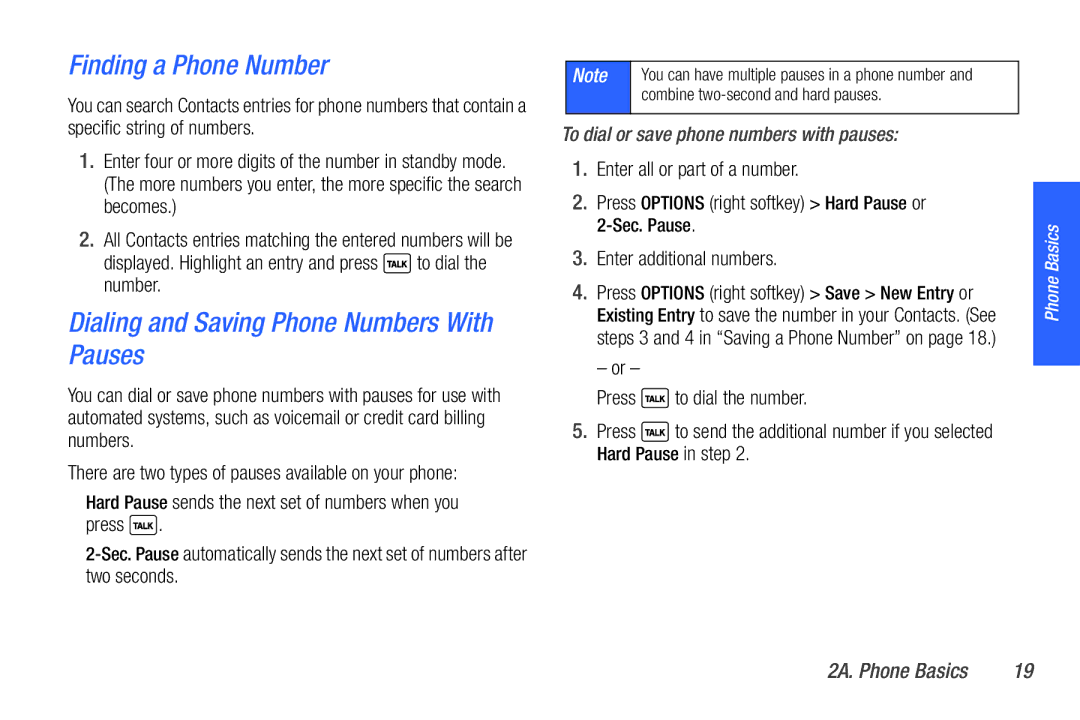 Sanyo PLS-3810 manual Finding a Phone Number, Dialing and Saving Phone Numbers With Pauses 