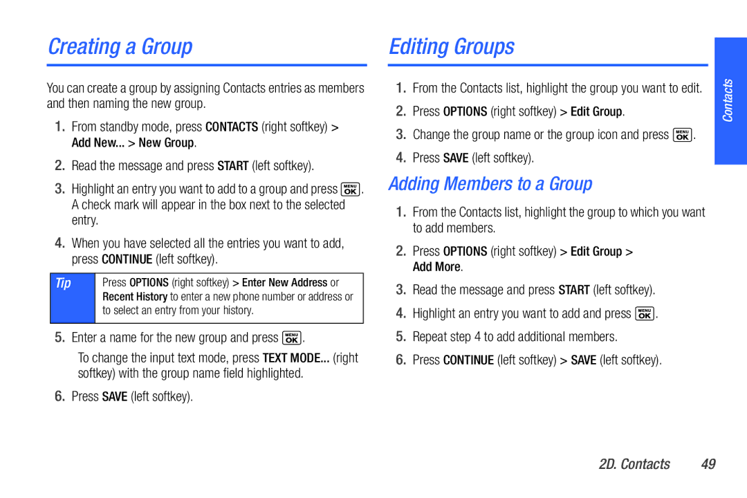 Sanyo PLS-3810 manual Creating a Group, Editing Groups, Adding Members to a Group 