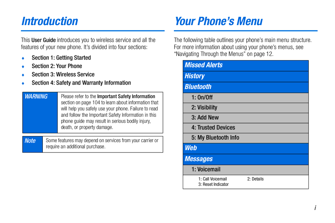 Sanyo PLS-3810 manual On/Off Visibility Add New Trusted Devices My Bluetooth Info, Voicemail, Death, or property damage 