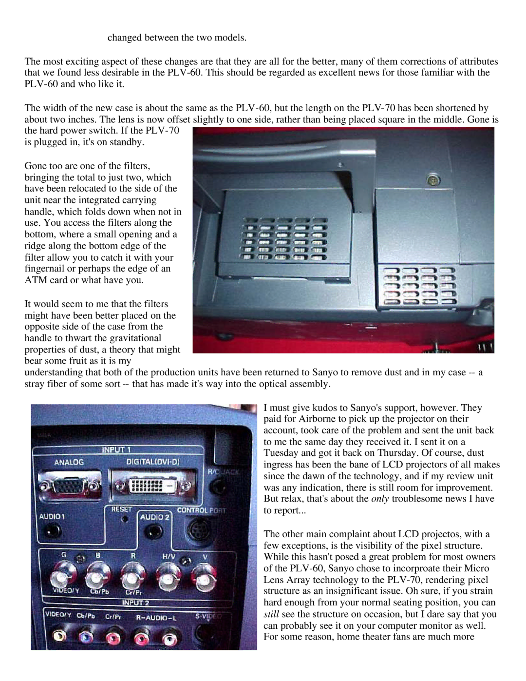 Sanyo PLV-70 manual 