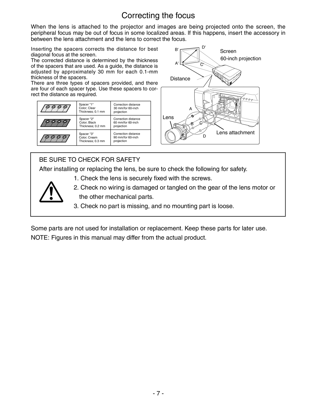 Sanyo PLV-HD2000N, PLV-HD2000E owner manual Correcting the focus 