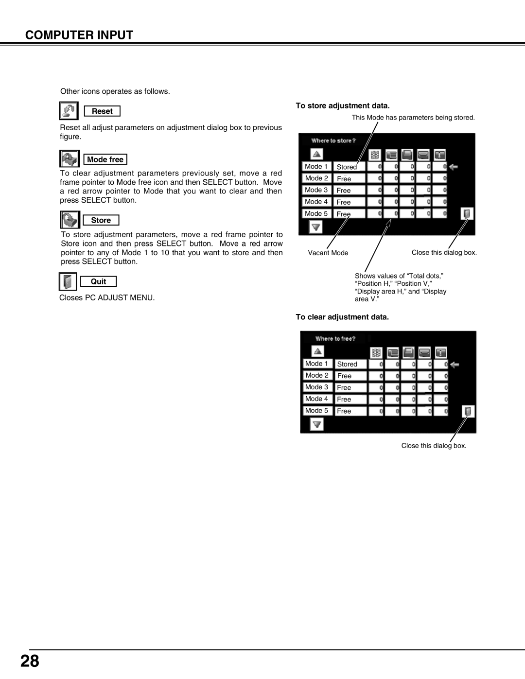 Sanyo PLV75L/PLV-80L, PLV-75/PLV-80 owner manual Reset 