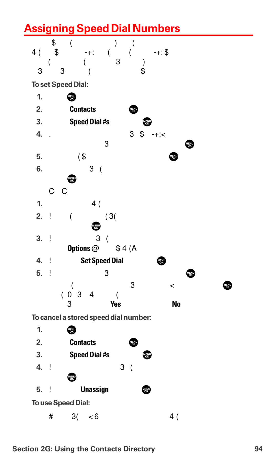 Sanyo PM-8200 Assigning Speed Dial Numbers, To set Speed Dial, To cancel a stored speed dial number, To use Speed Dial 