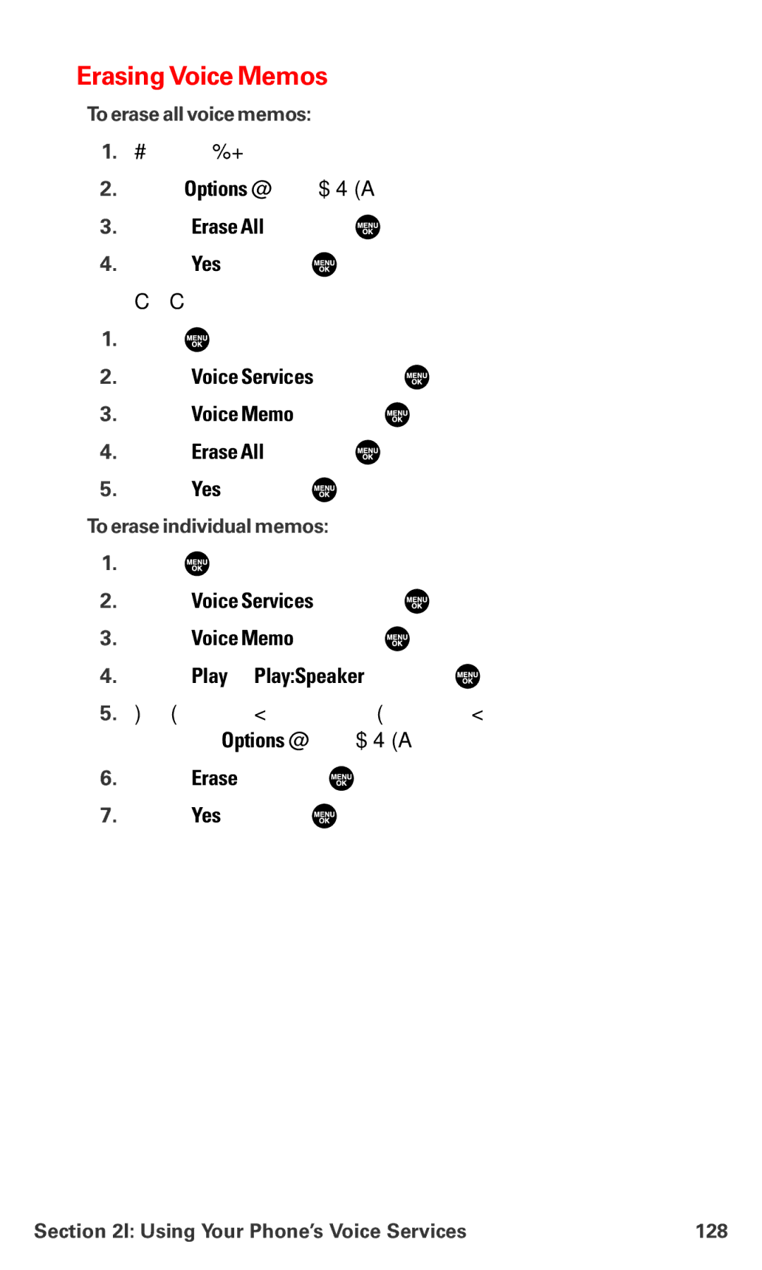 Sanyo PM-8200 manual ErasingVoice Memos, To erase all voice memos, To erase individual memos 