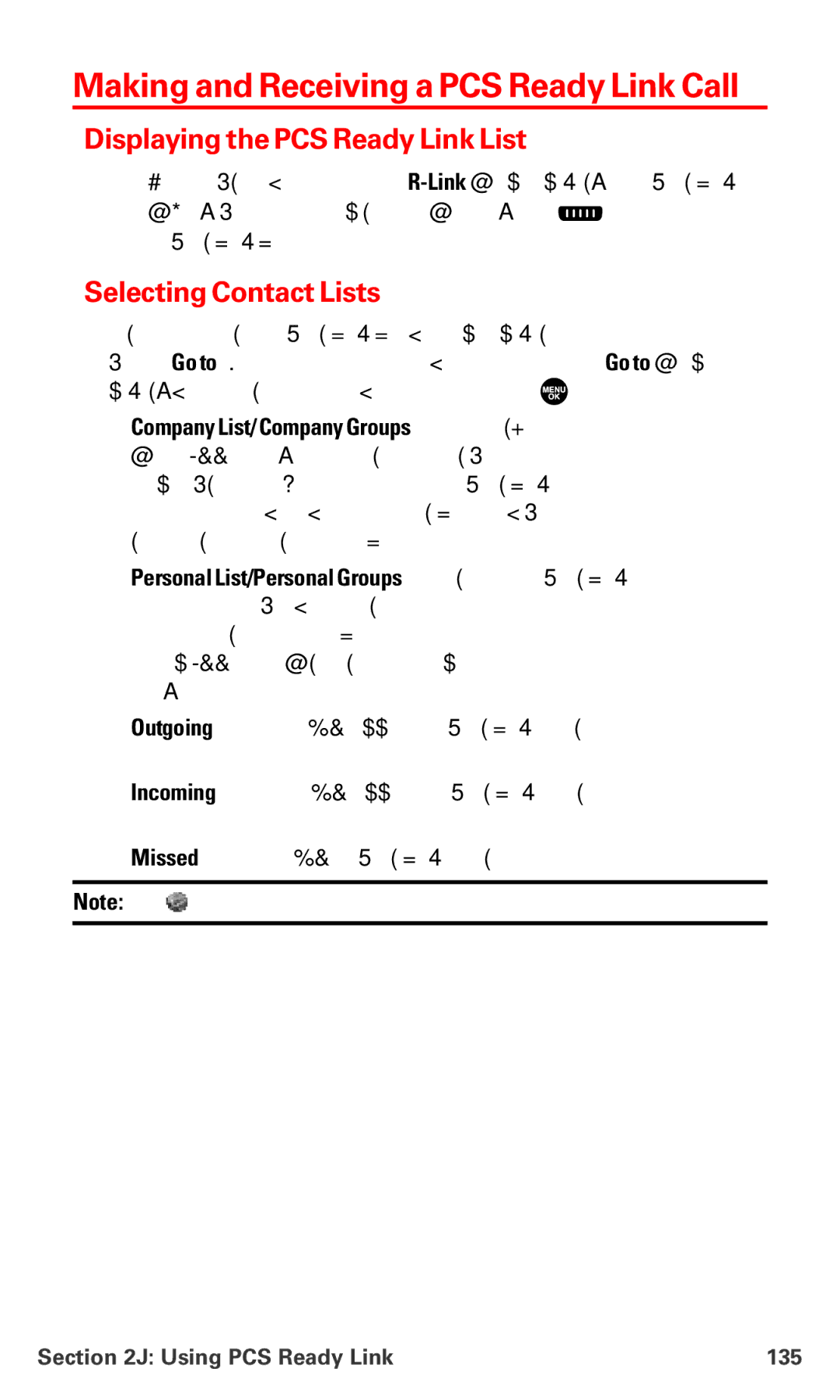 Sanyo PM-8200 Making and Receiving a PCS Ready Link Call, Displaying the PCS Ready Link List, Selecting Contact Lists 