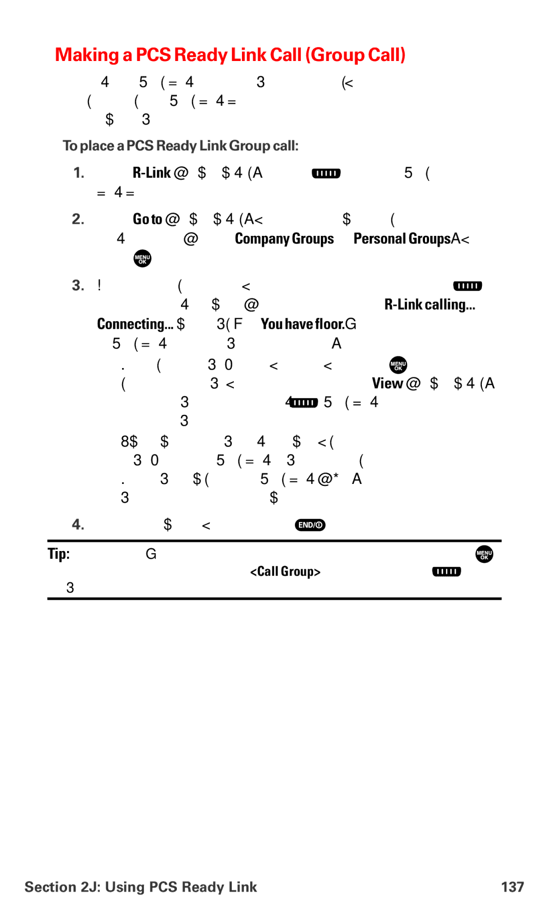 Sanyo PM-8200 Making a PCS Ready Link Call Group Call, To place a PCS Ready Link Group call, Using PCS Ready Link 137 
