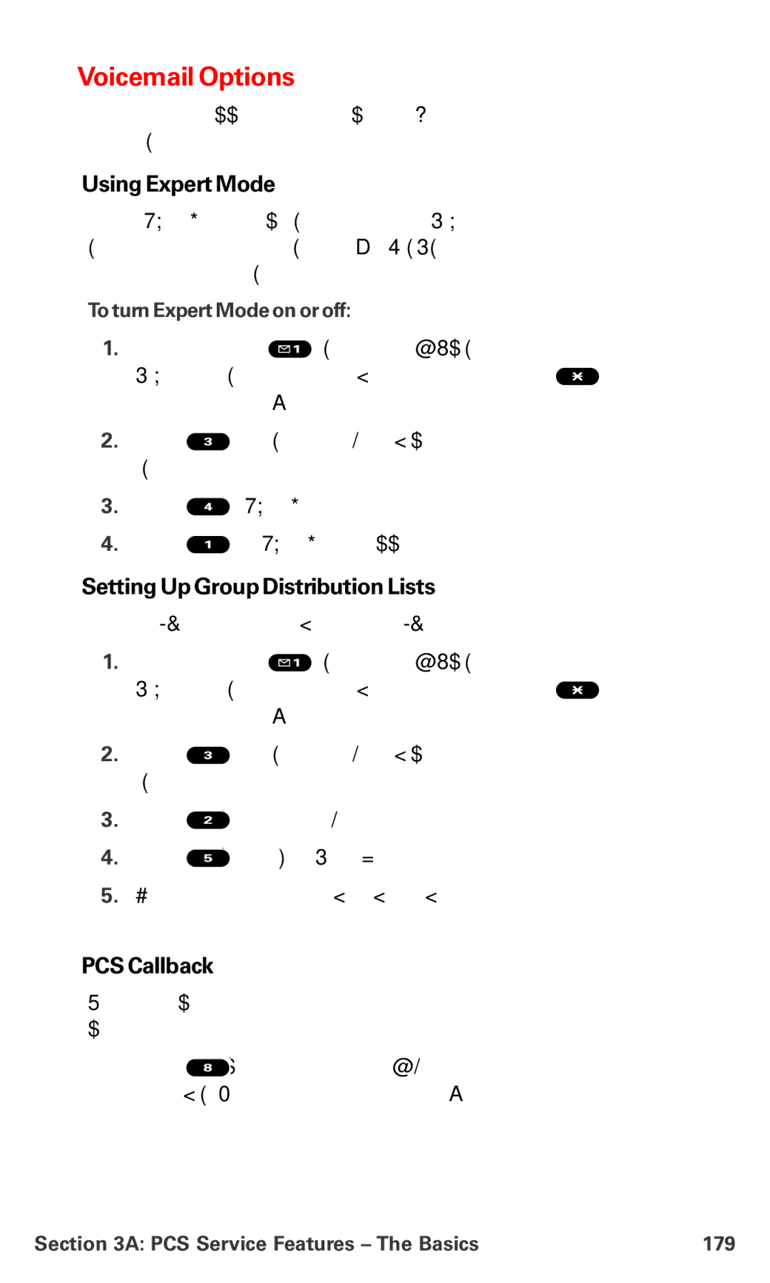 Sanyo PM-8200 manual Voicemail Options, Using Expert Mode, Setting Up Group Distribution Lists, PCS Callback 