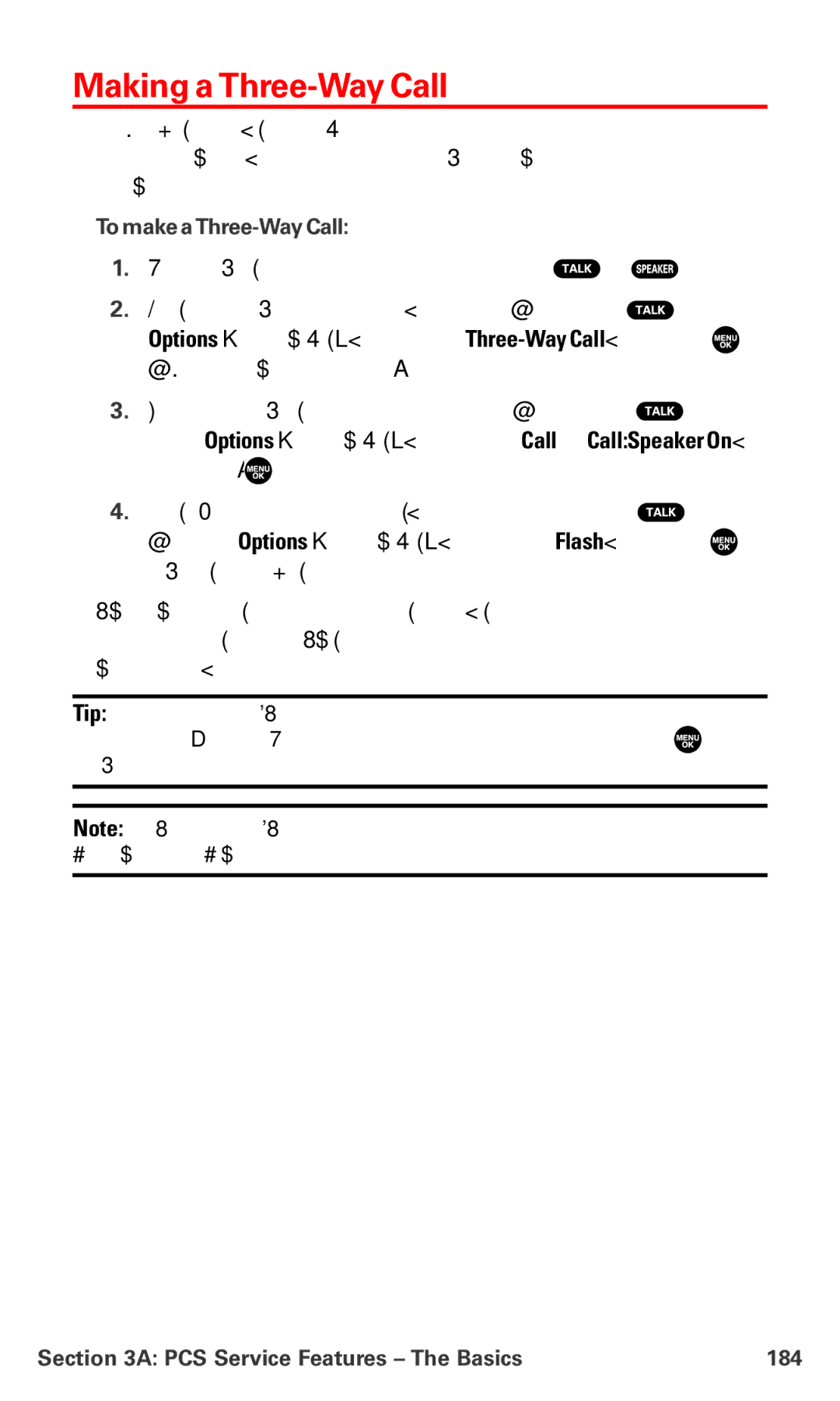 Sanyo PM-8200 manual Making a Three-Way Call, To make aThree-Way Call, PCS Service Features The Basics 184 