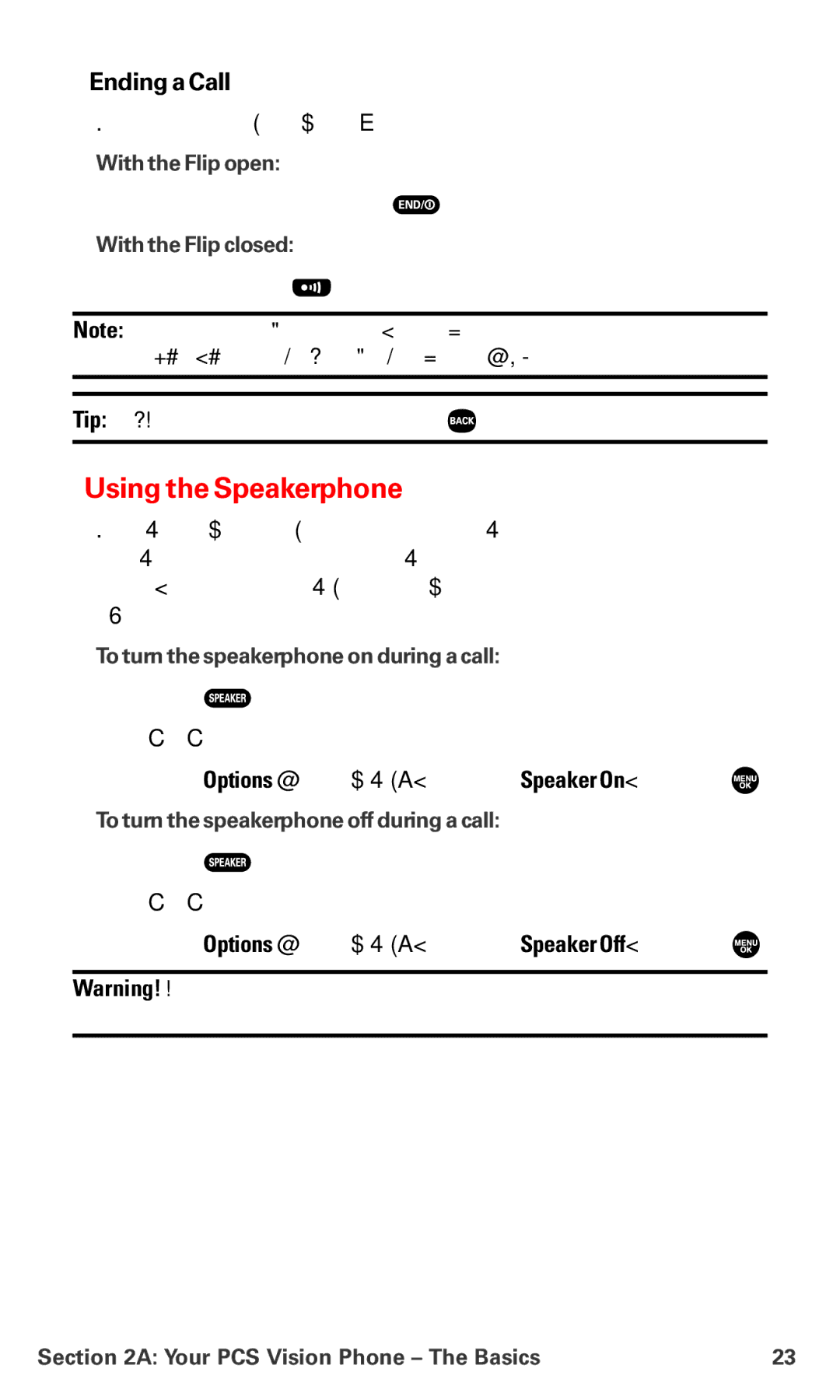 Sanyo PM-8200 manual Using the Speakerphone, Ending a Call 