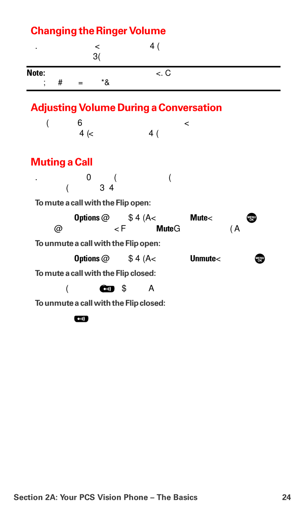 Sanyo PM-8200 manual Changing the Ringer Volume, Adjusting Volume During a Conversation, Muting a Call 