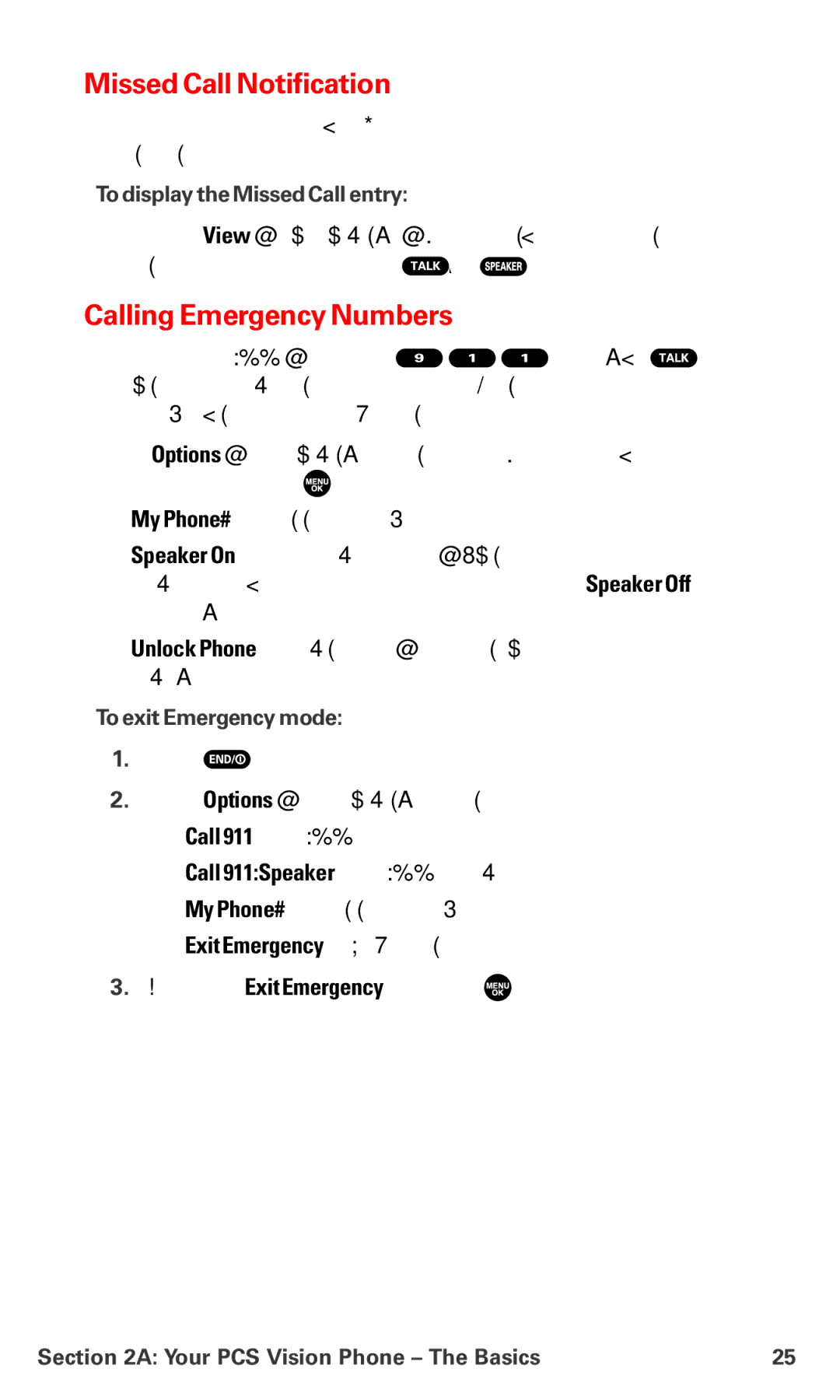 Sanyo PM-8200 manual Missed Call Notification, Calling Emergency Numbers, To display the Missed Call entry 