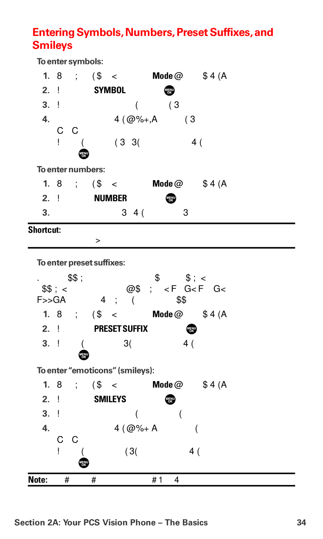 Sanyo PM-8200 manual Entering Symbols,Numbers,Preset Suffixes,and Smileys, To enter symbols, To enter numbers 