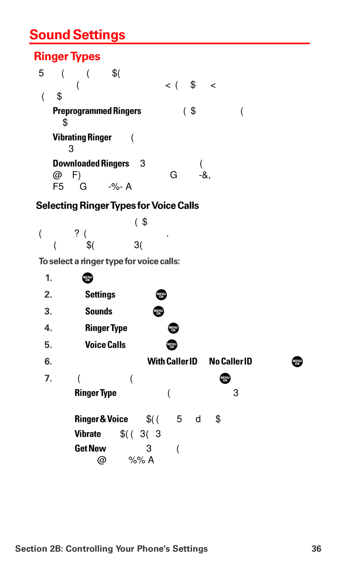 Sanyo PM-8200 Sound Settings, Ringer Types, Selecting RingerTypes for Voice Calls, To select a ringer type for voice calls 