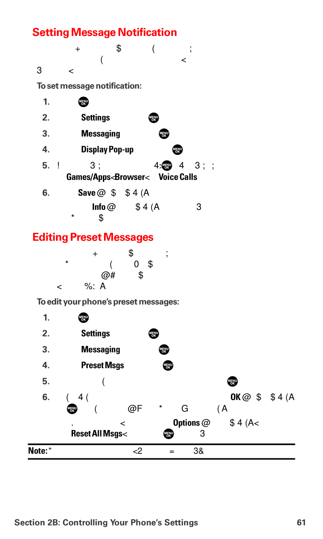 Sanyo PM-8200 manual Setting Message Notification, Editing Preset Messages, To set message notification 