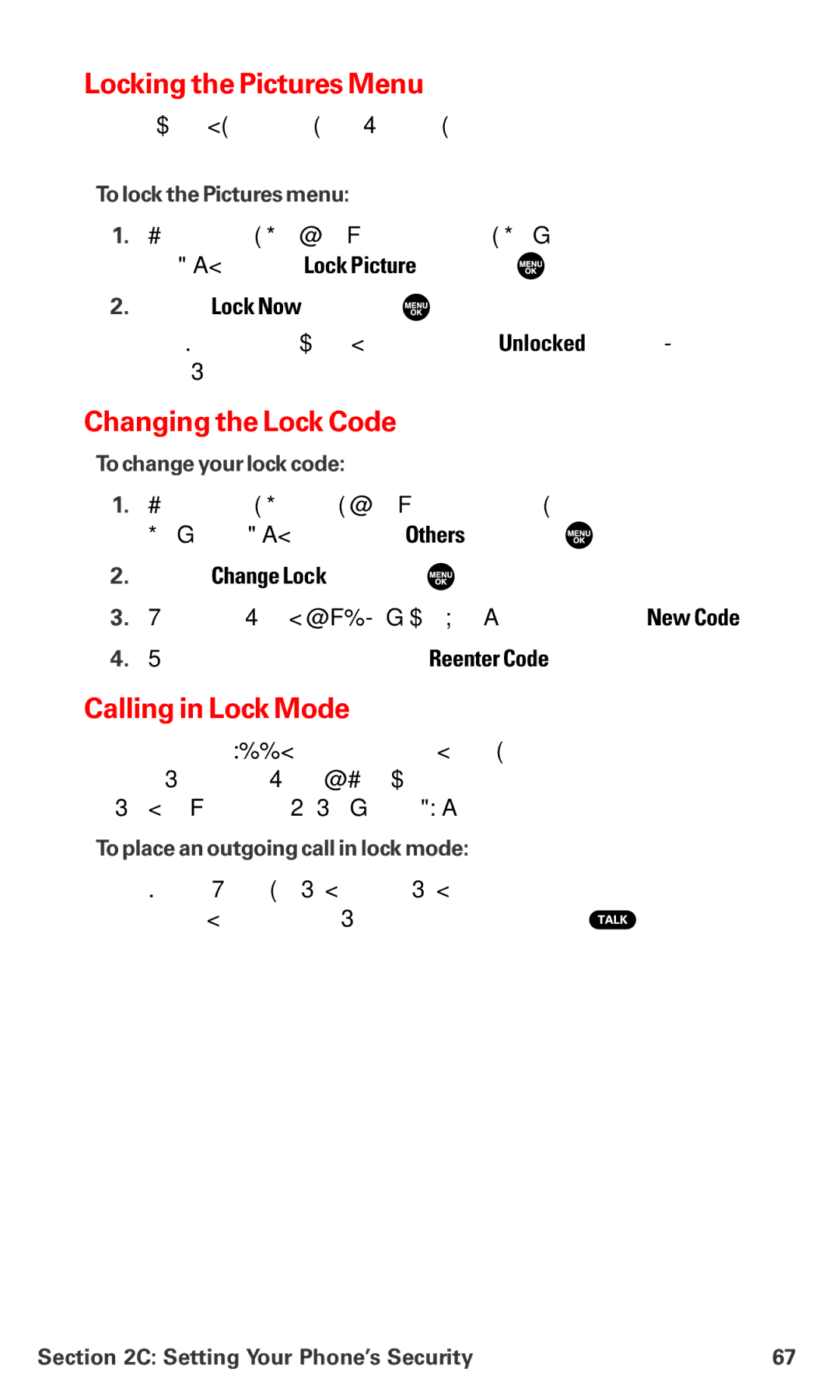 Sanyo PM-8200 manual Locking the Pictures Menu, Changing the Lock Code, Calling in Lock Mode 