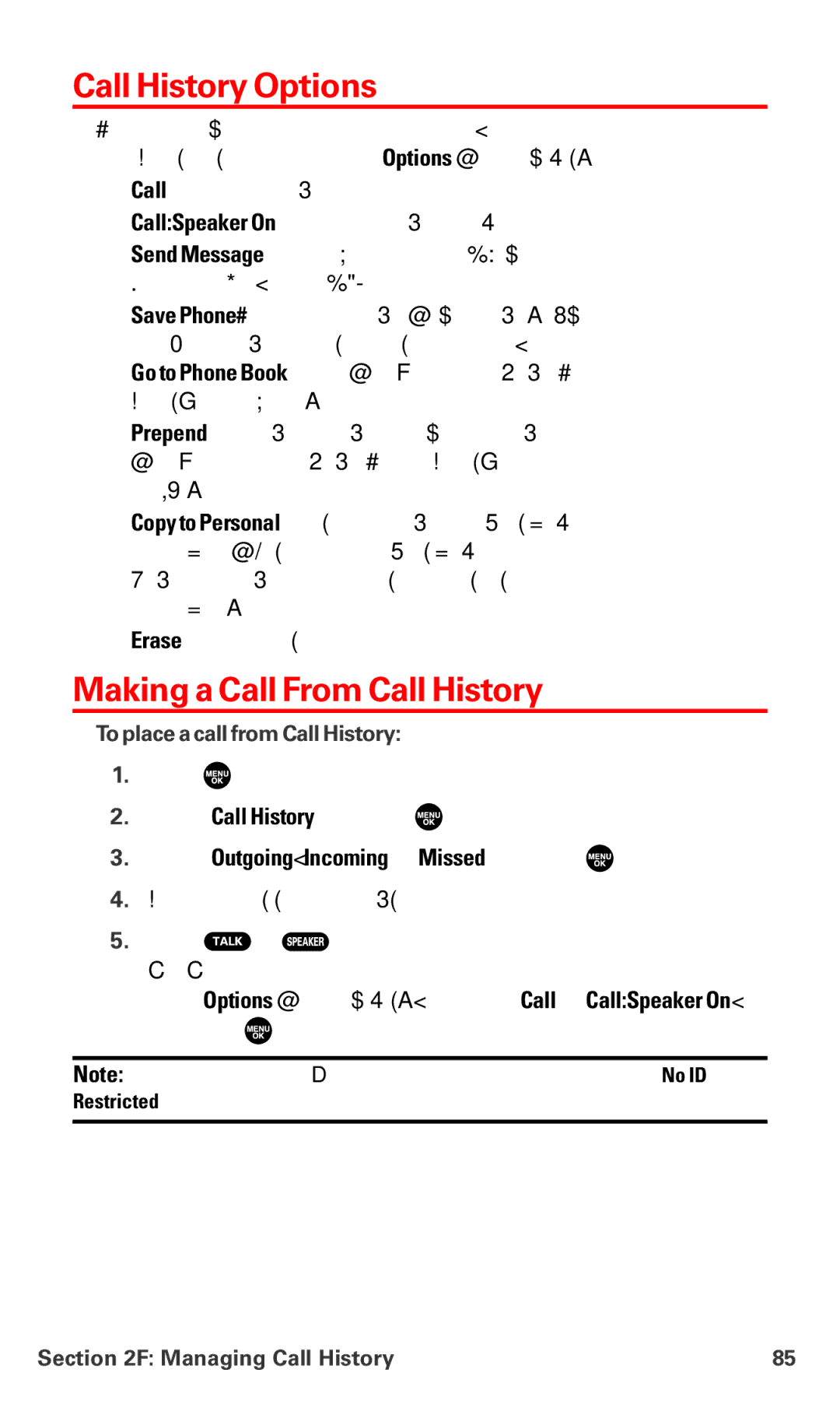 Sanyo PM-8200 manual Call History Options, Making a Call From Call History, Select Outgoing, Incoming or Missed and press 