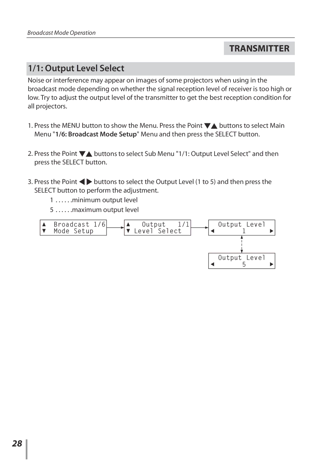 Sanyo POA-HDTM01 owner manual Output Level Select 