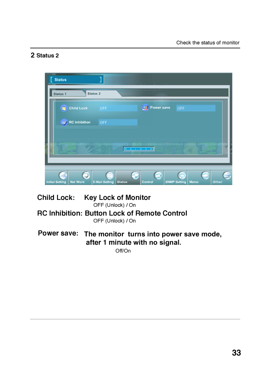 Sanyo POA-LN01 appendix Child Lock Key Lock of Monitor 