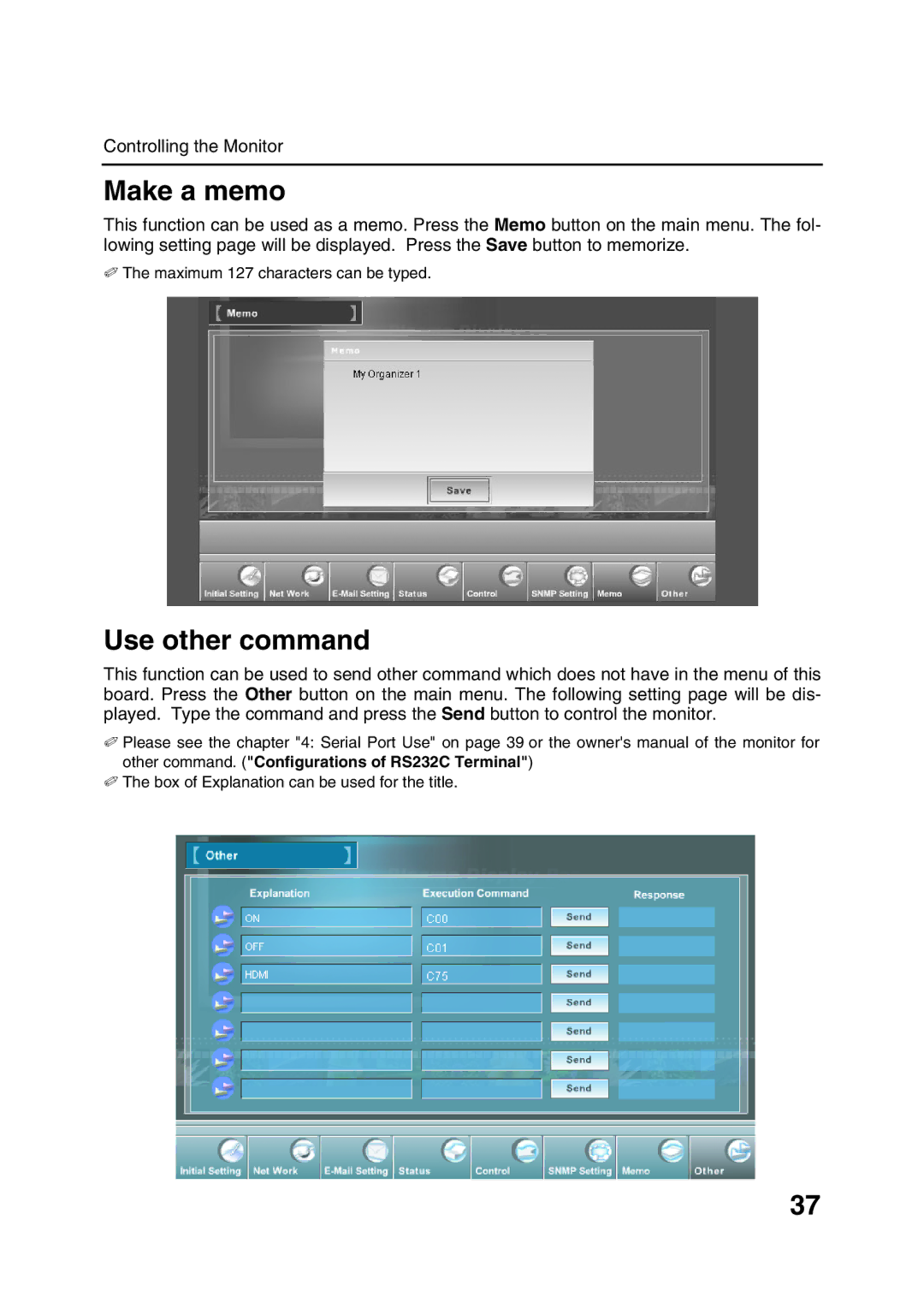 Sanyo POA-LN01 appendix Make a memo, Use other command 