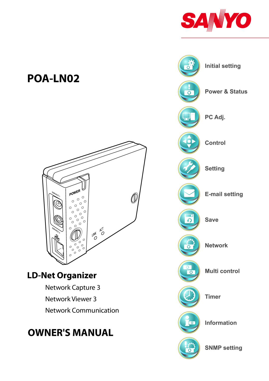 Sanyo POA-LN02 owner manual LD-Net Organizer, Owners Manual, Network Capture Network Viewer Network Communication 