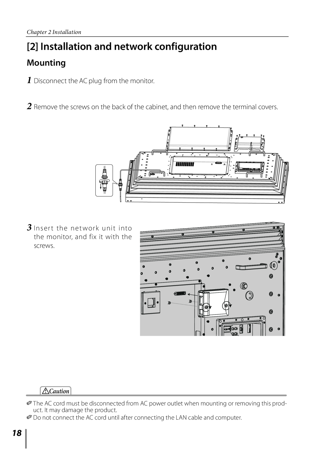 Sanyo POA-LN02 owner manual Installation and network configuration, Mounting 
