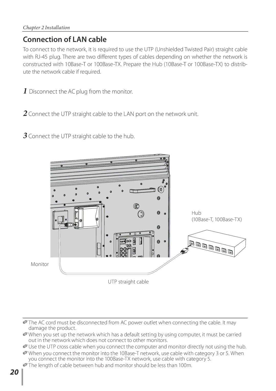 Sanyo POA-LN02 owner manual Connection of LAN cable 