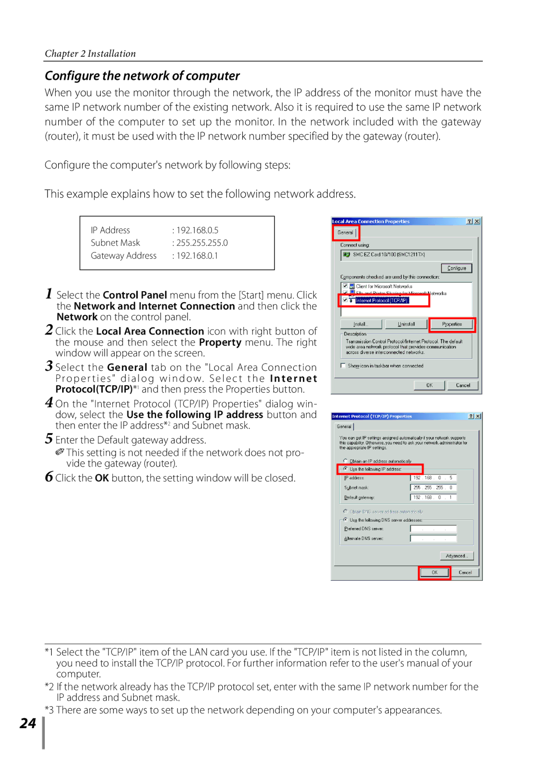 Sanyo POA-LN02 owner manual Configure the network of computer 