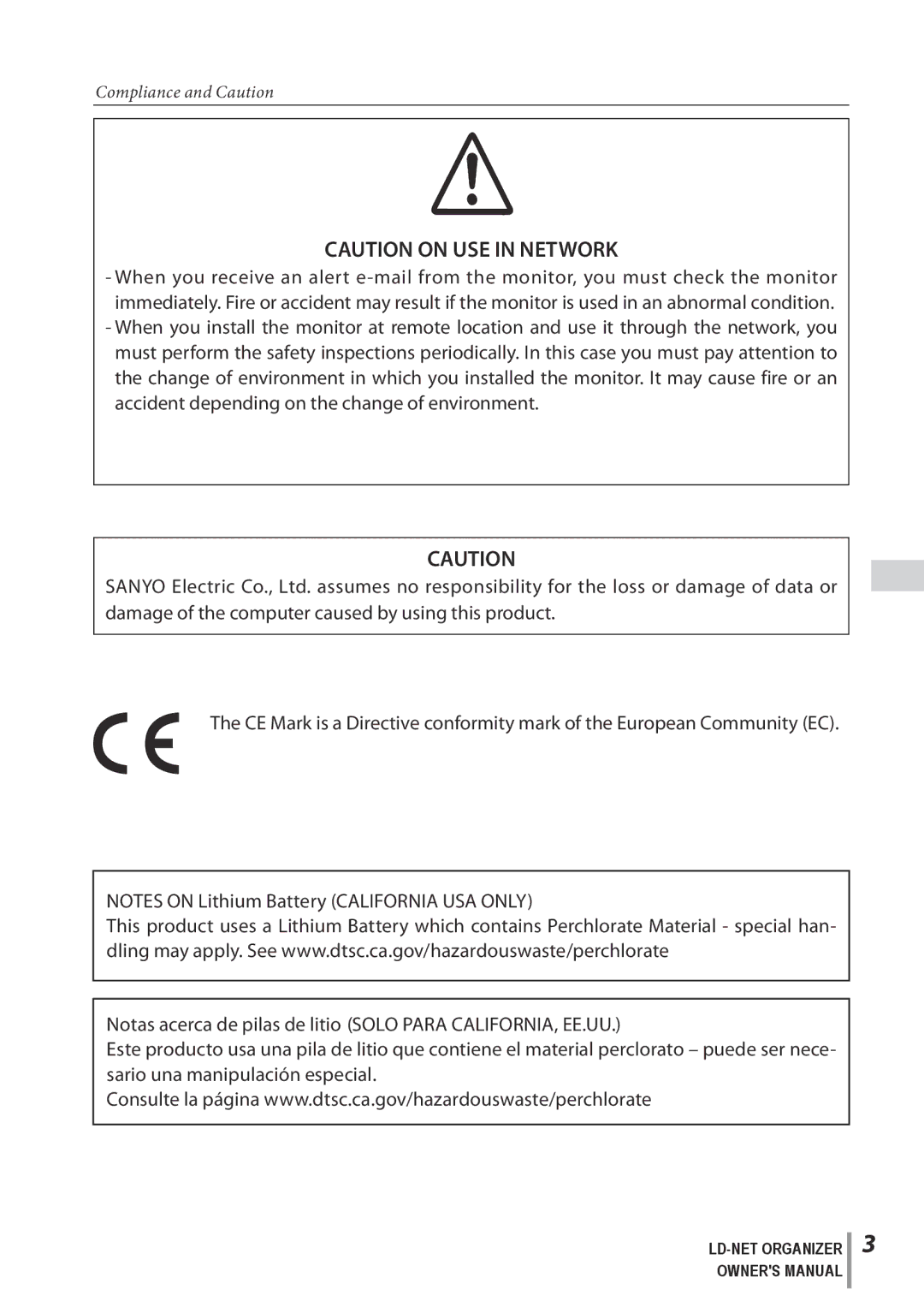 Sanyo POA-LN02 owner manual Compliance and Caution 