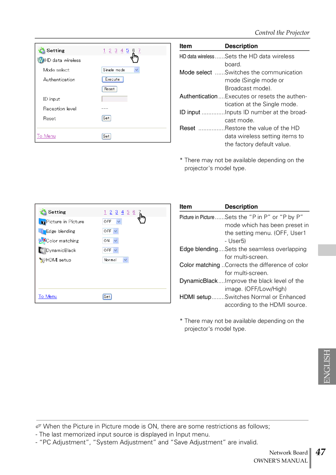 Sanyo POA-MD13NET2 owner manual Sets the HD data wireless 