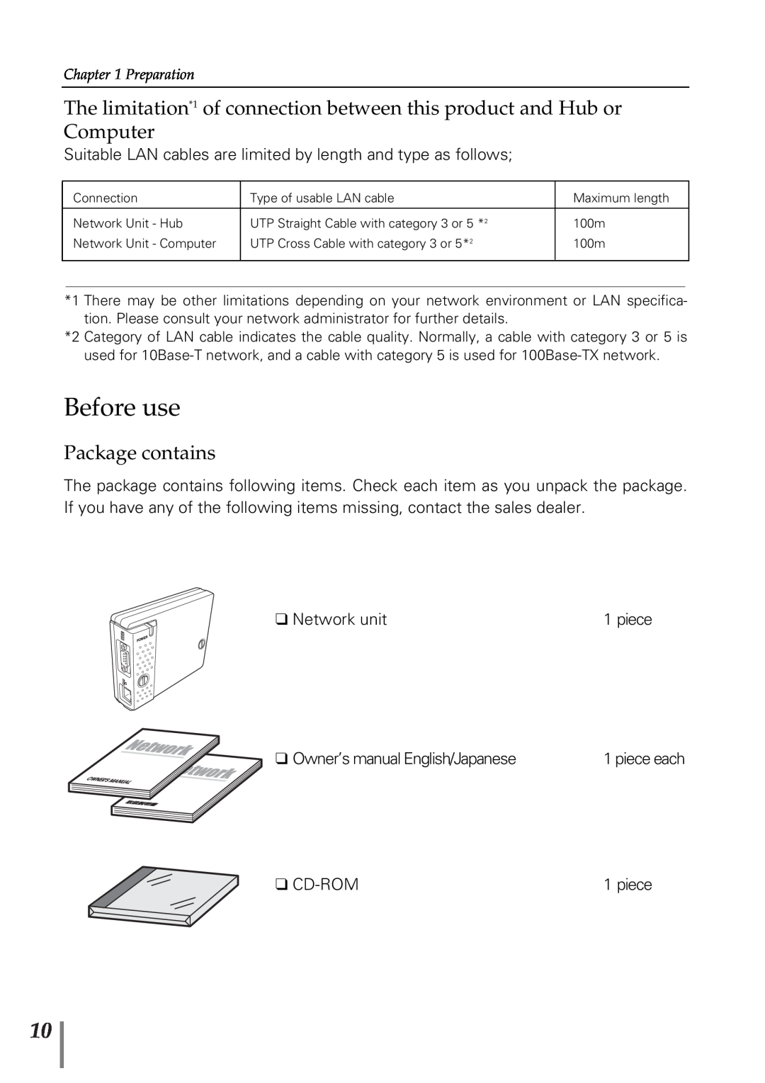 Sanyo POA-PN02 owner manual Before use, Package contains, Preparation 